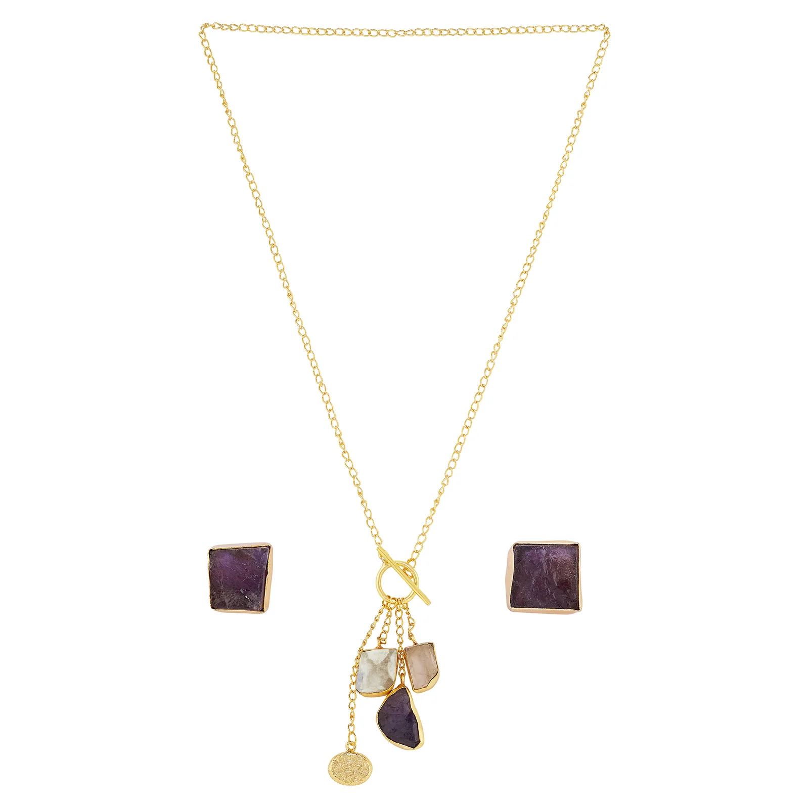 Soléa Amethyst Multicolored Natural Stone Charm Necklace Set - Image 3