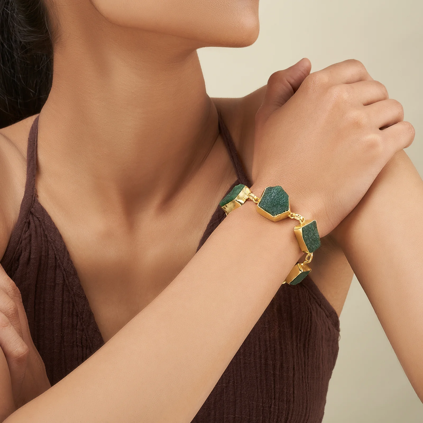 Soléa Dark Green Natural Stone Bracelet - Image 2