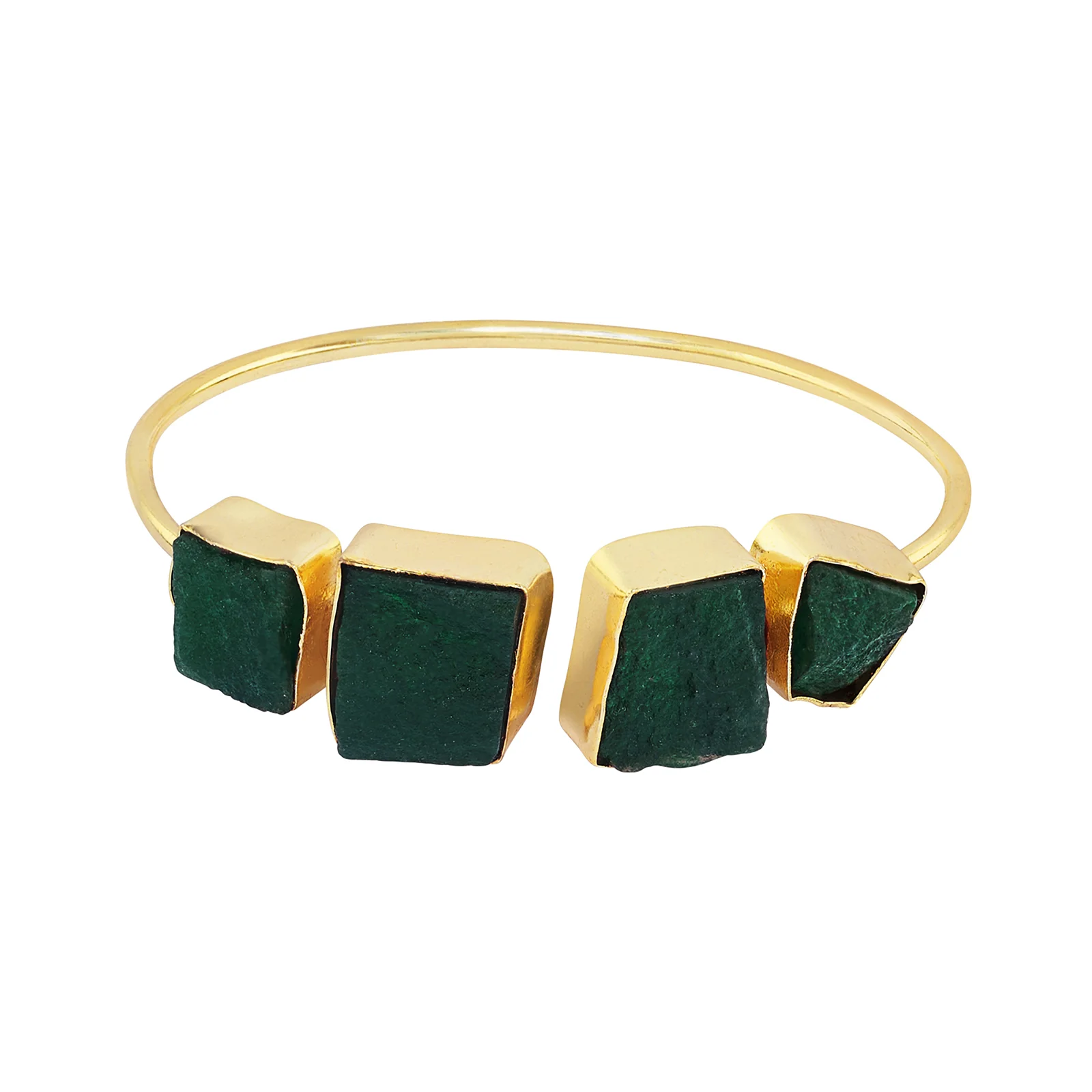 Soléa Dark Green Natural Stone Cuff Bracelet - Image 3