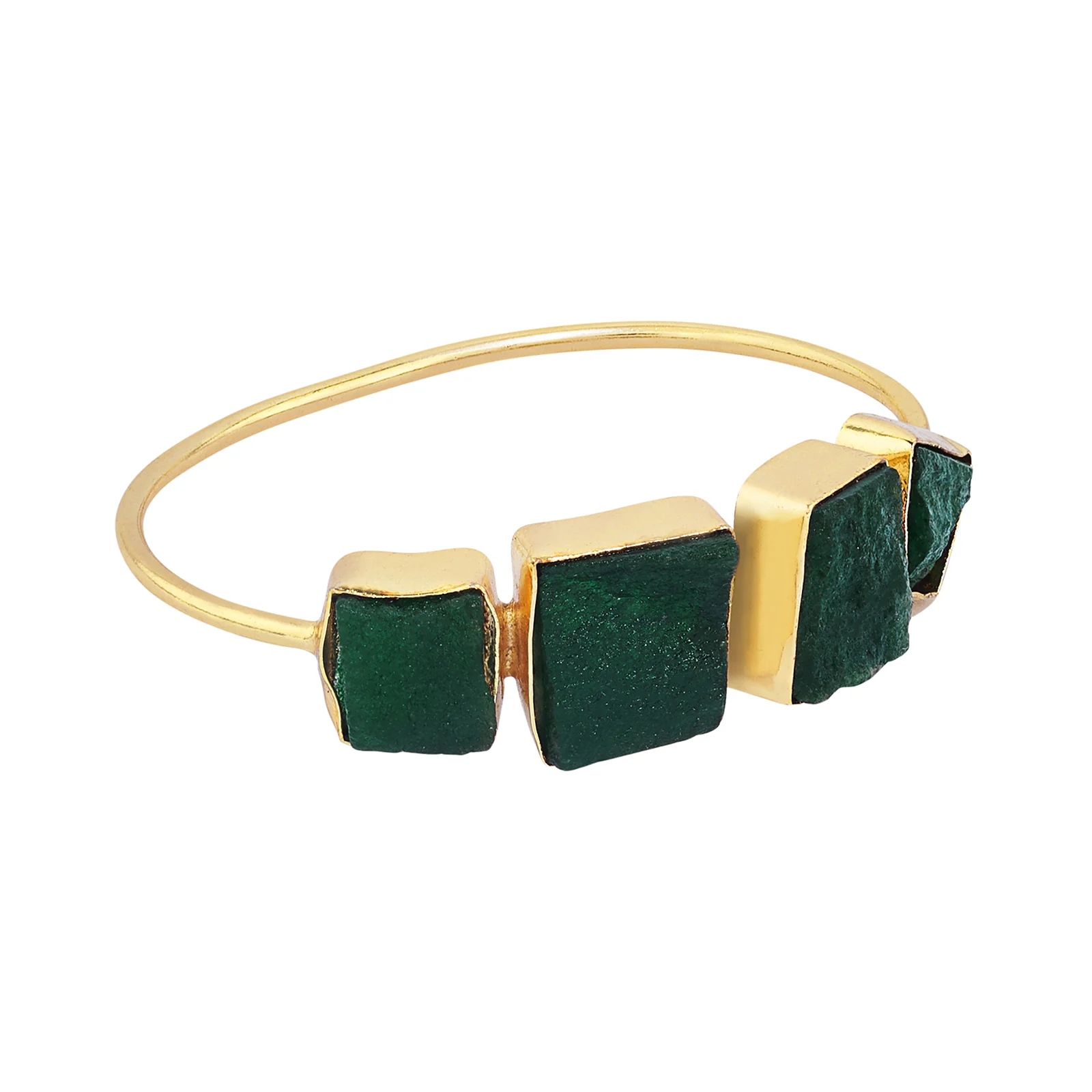 Soléa Dark Green Natural Stone Cuff Bracelet - Image 4