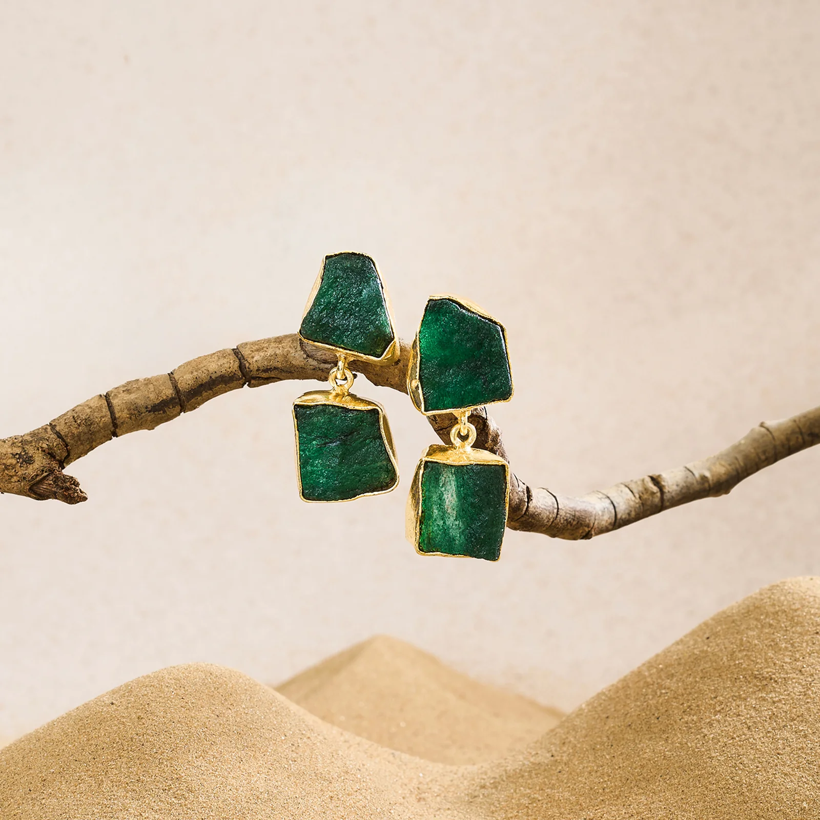 Soléa Dark Green Natural Stone Danglers - Image 2
