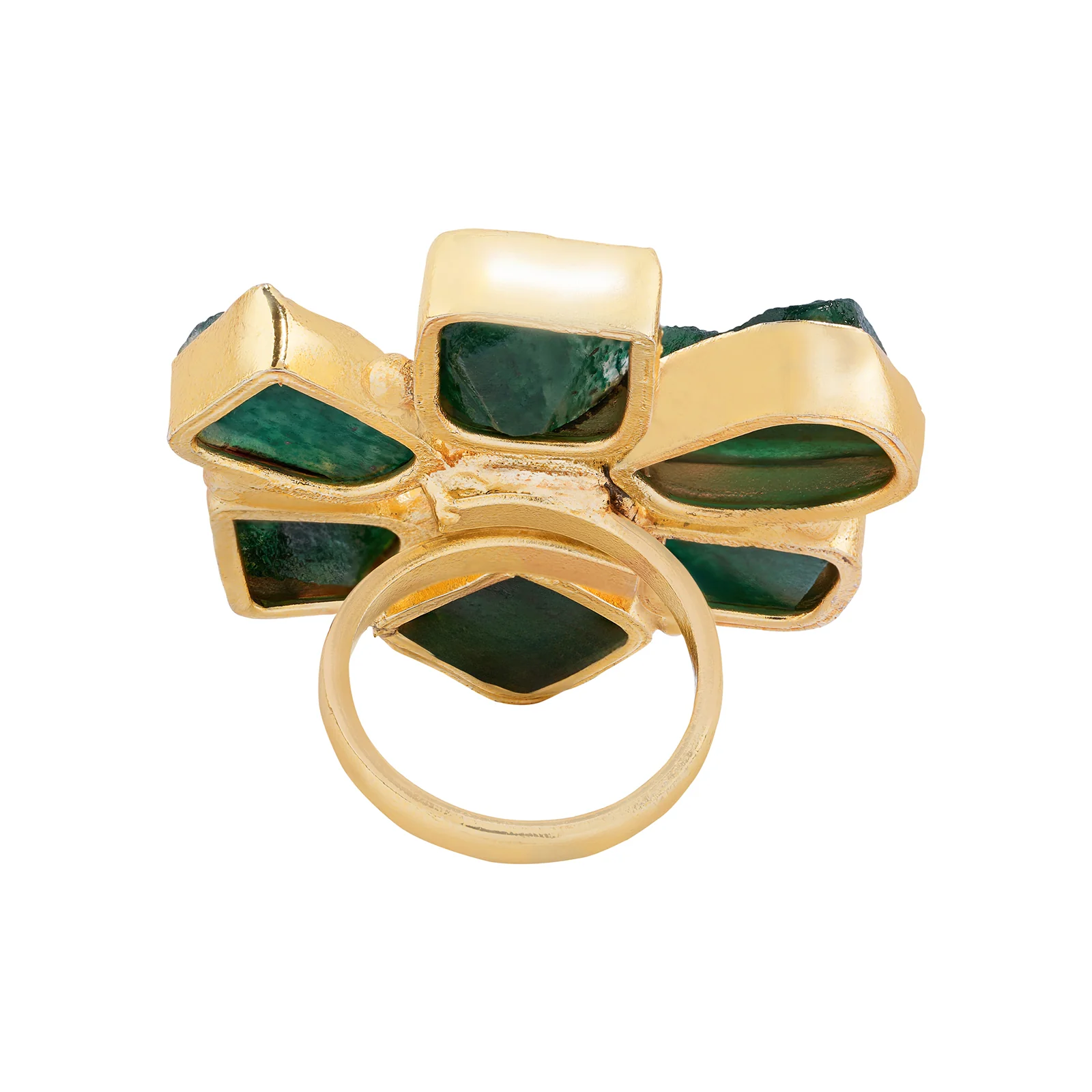 Soléa Dark Green Natural Stone Flower Ring - Image 5