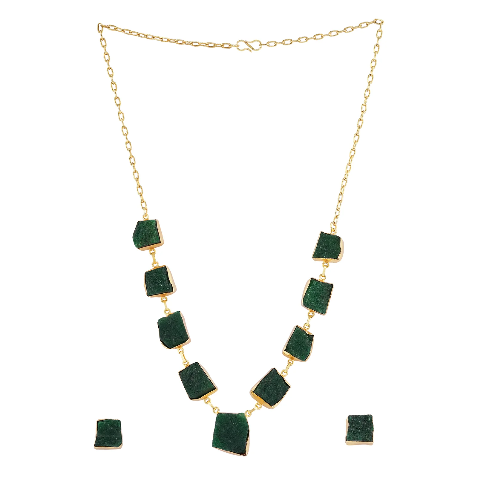 Soléa Dark Green Natural Stone Royal Necklace Set - Image 3