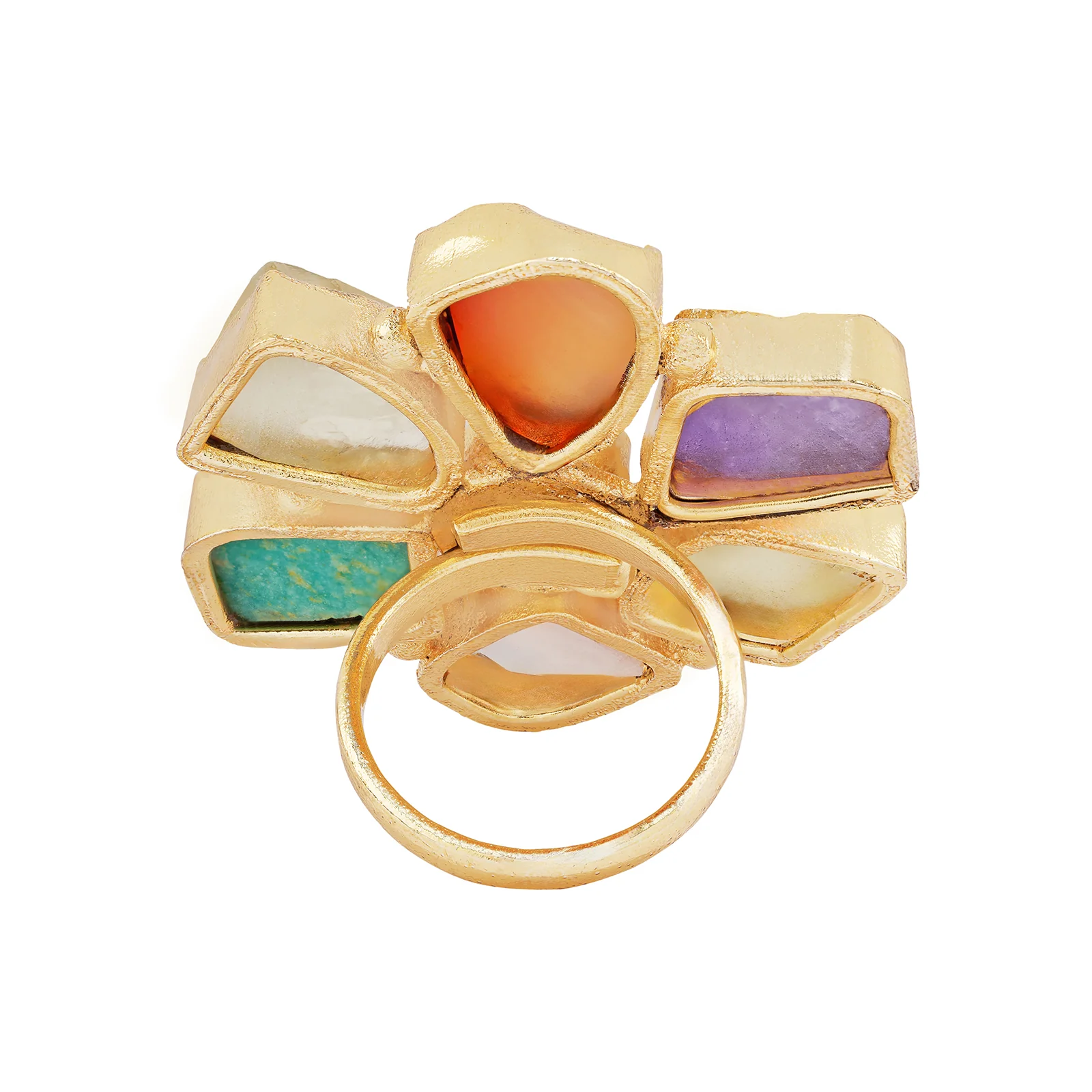 Soléa Multicolored Natural Stone Flower Ring - Image 5