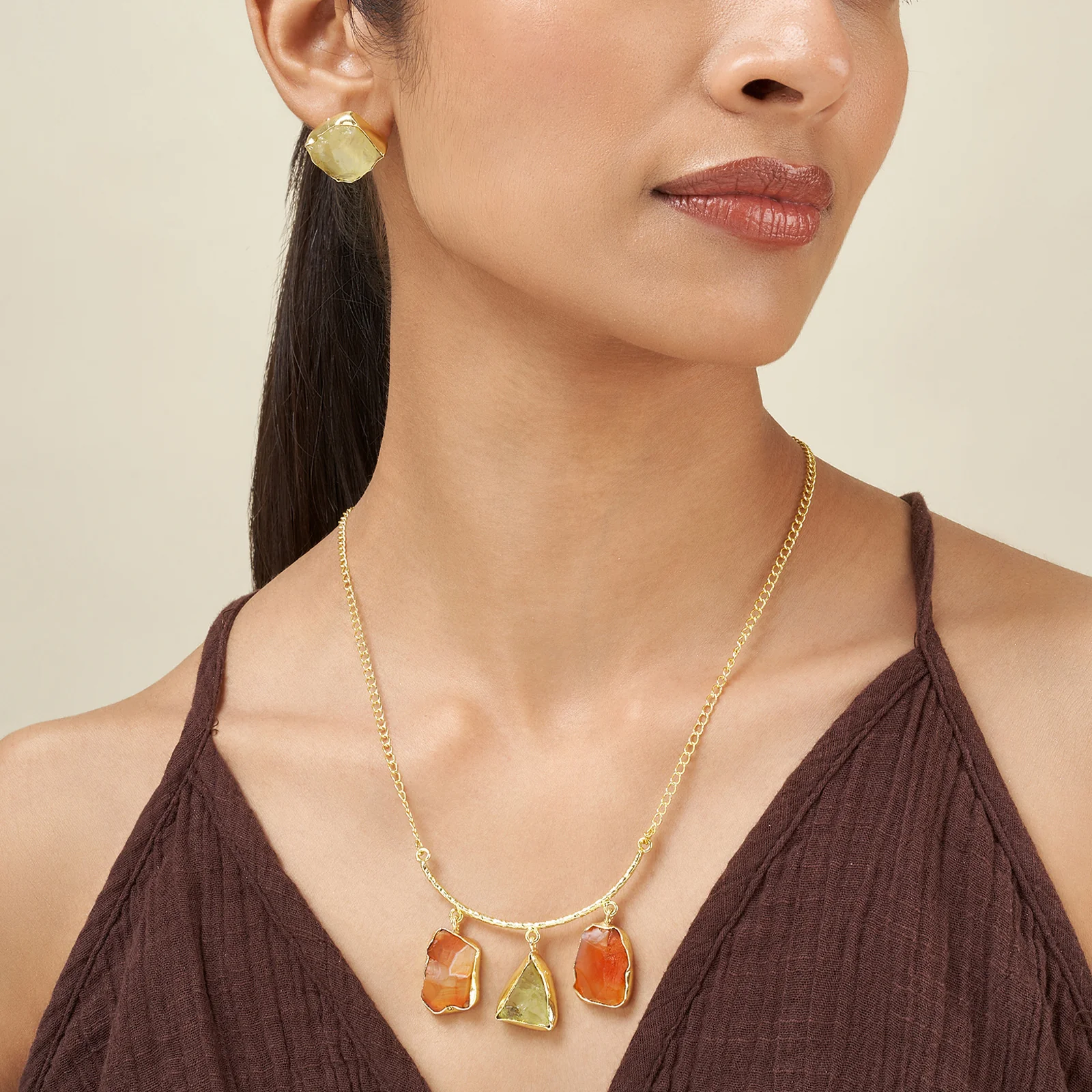Soléa Orange & Yellow Trio Natural Necklace Set - Image 2
