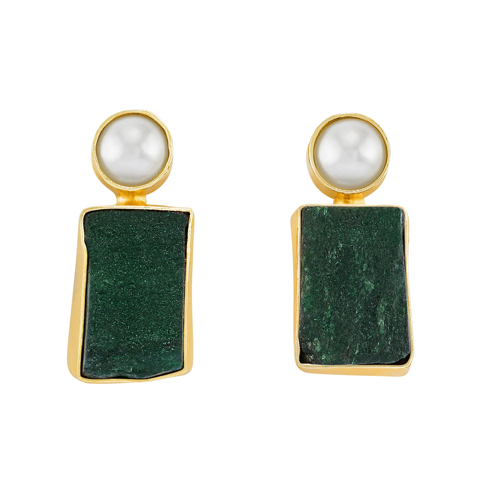 Soléa Pearl Dark Green Natural Stone Earrings - Image 3