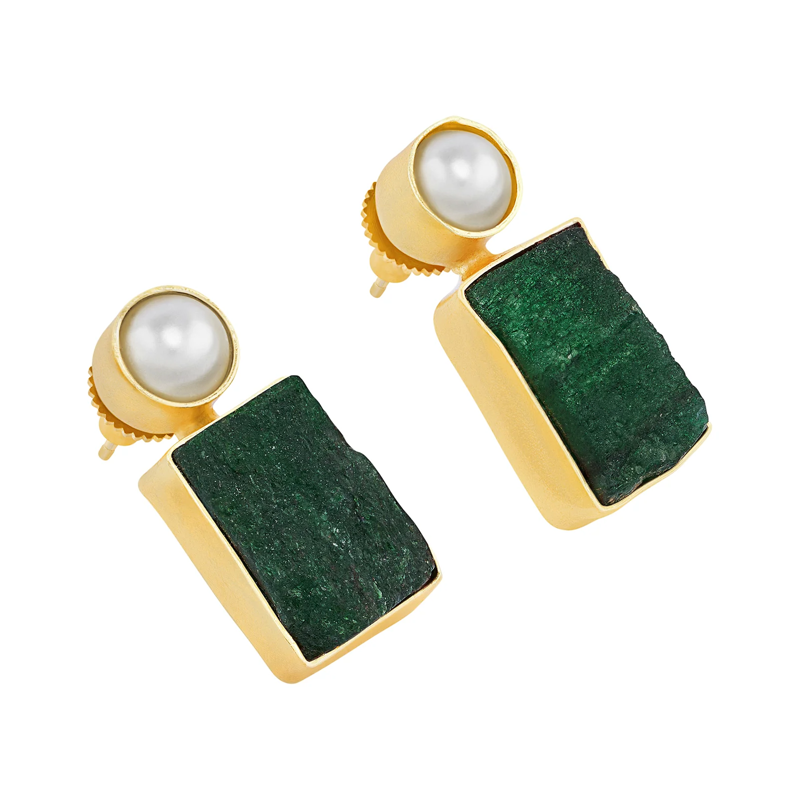 Soléa Pearl Dark Green Natural Stone Earrings - Image 4