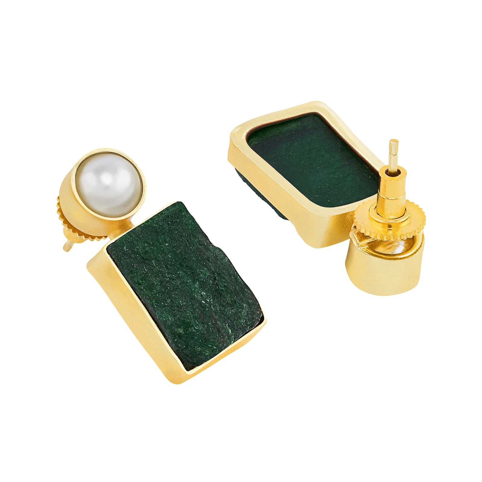 Soléa Pearl Dark Green Natural Stone Earrings - Image 5