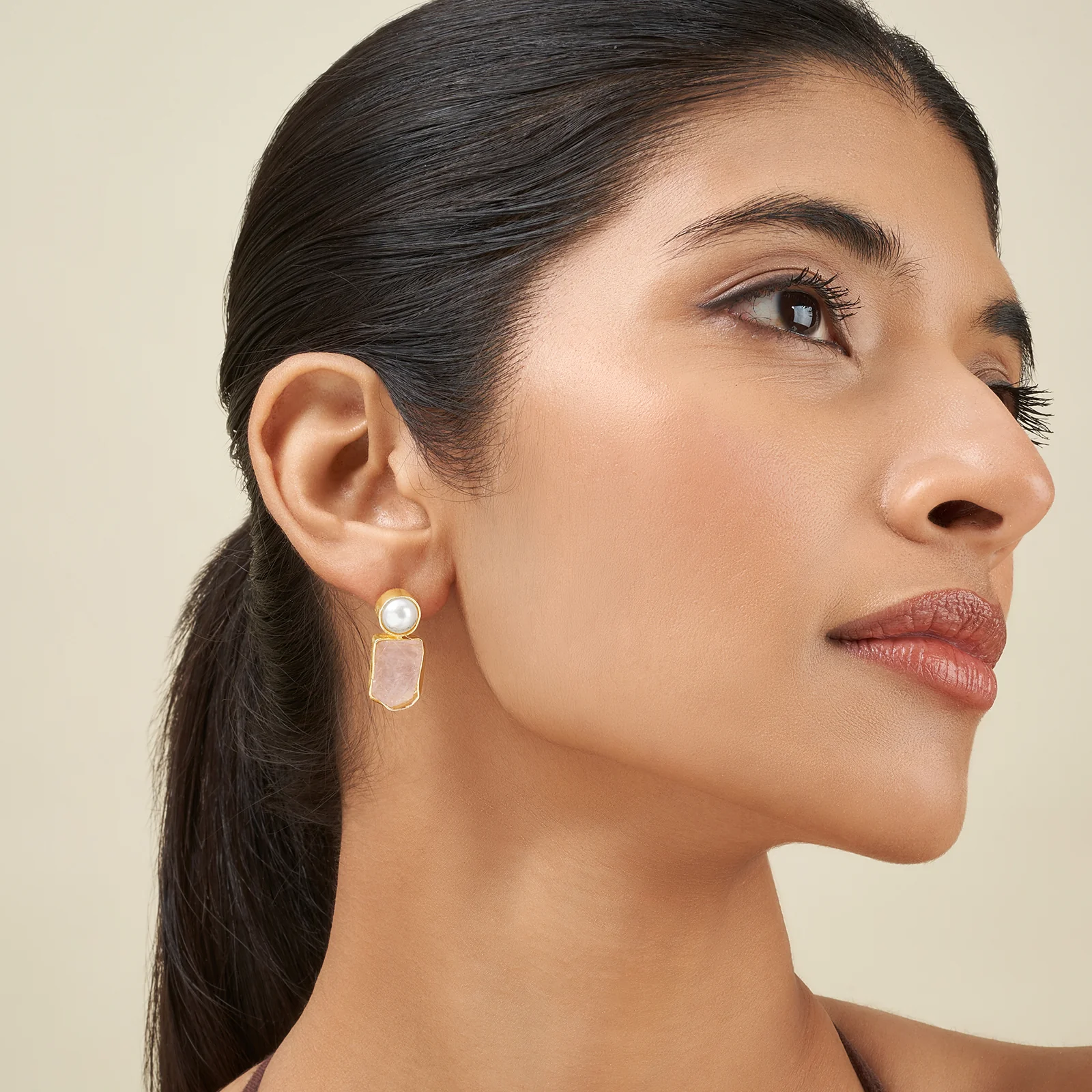 Soléa Pearl Pink Natural Stone Earrings - Image 2