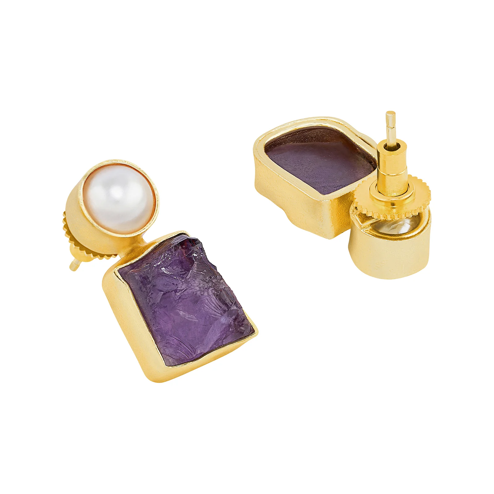 Soléa Pearl Purple Natural Stone Earrings - Image 5