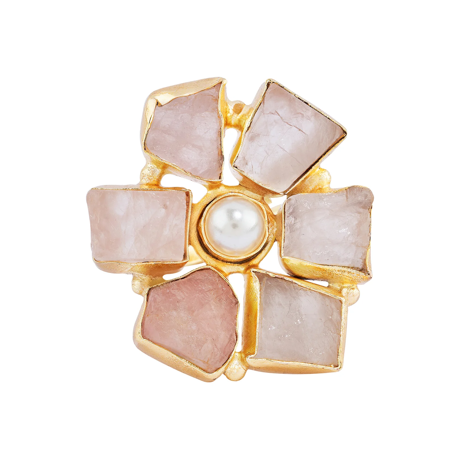 Soléa Pink Natural Stone Flower Ring - Image 3