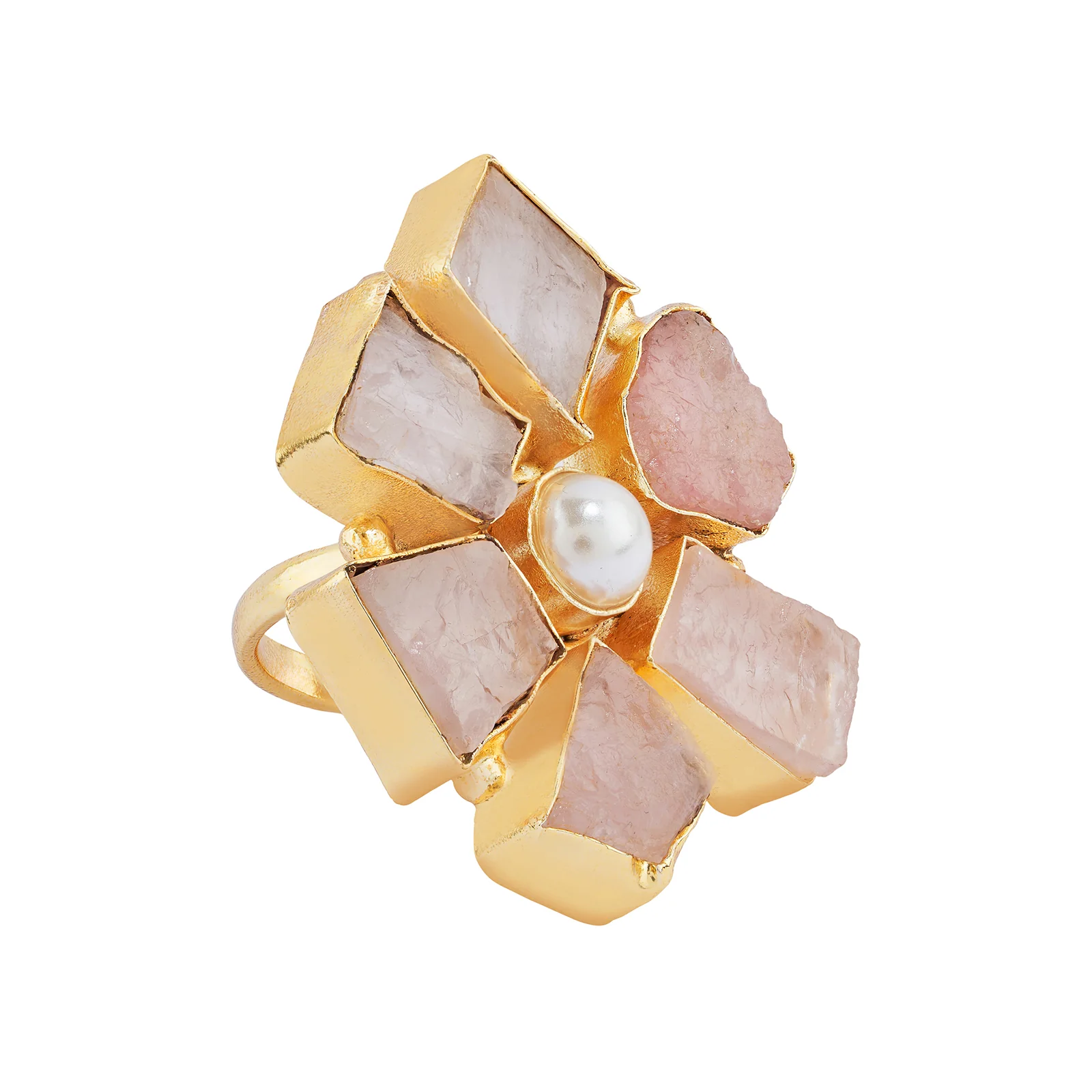 Soléa Pink Natural Stone Flower Ring - Image 4