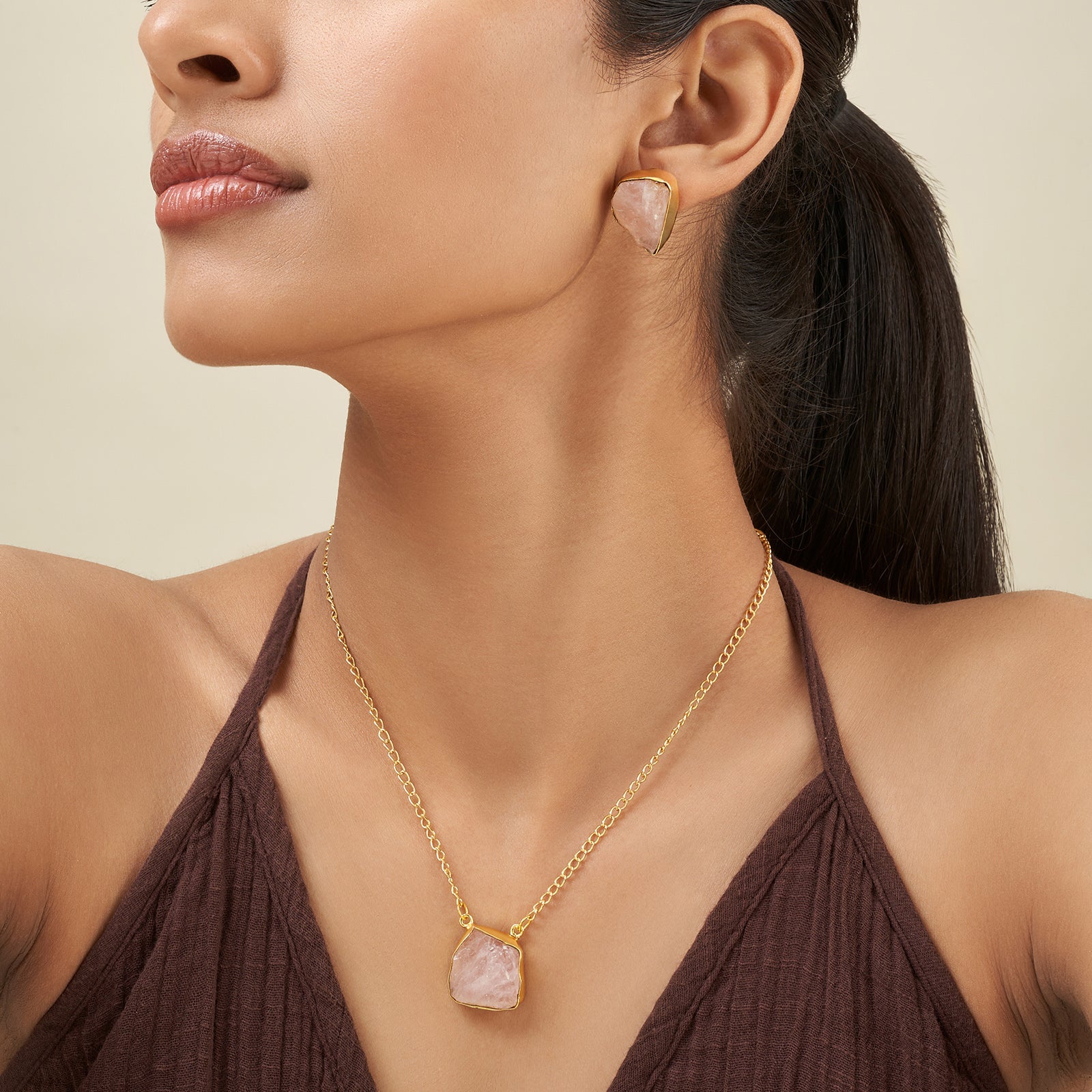 Soléa Pink Natural Stone Necklace Set - Image 2