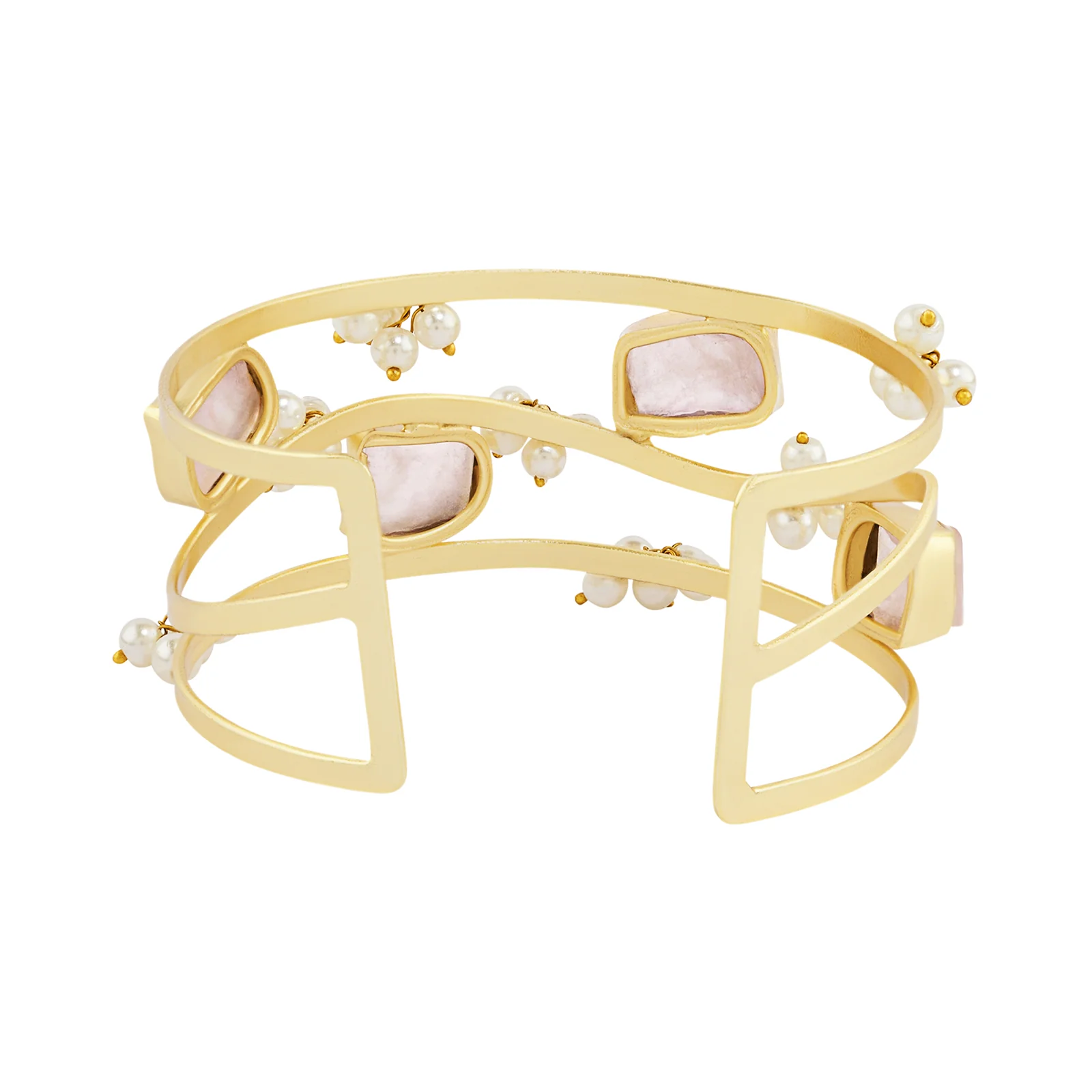 Soléa Pink Natural Stone Pearl Cuff Bracelet - Image 5
