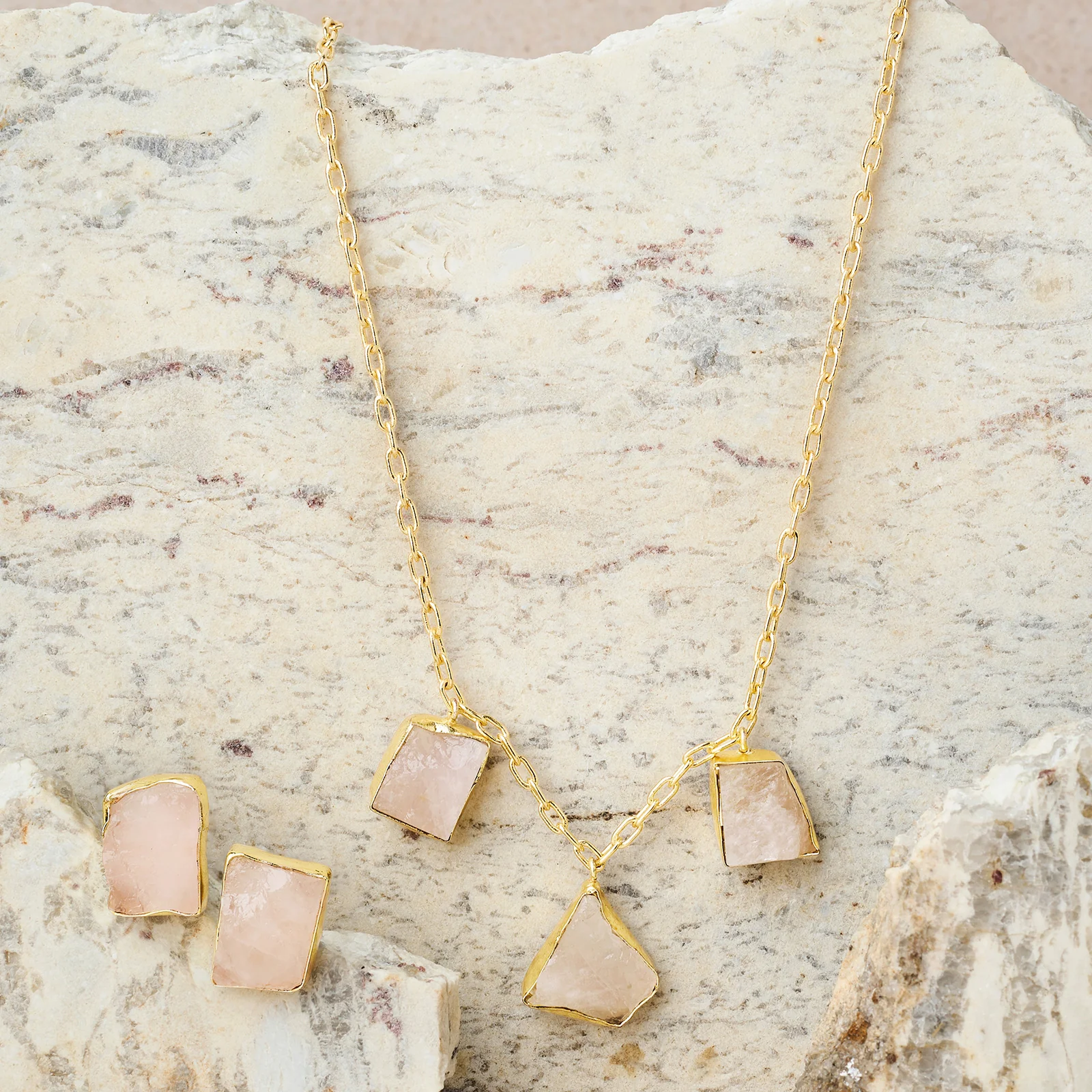 Soléa Pink Trio Natural Stone Necklace Set - Image 2