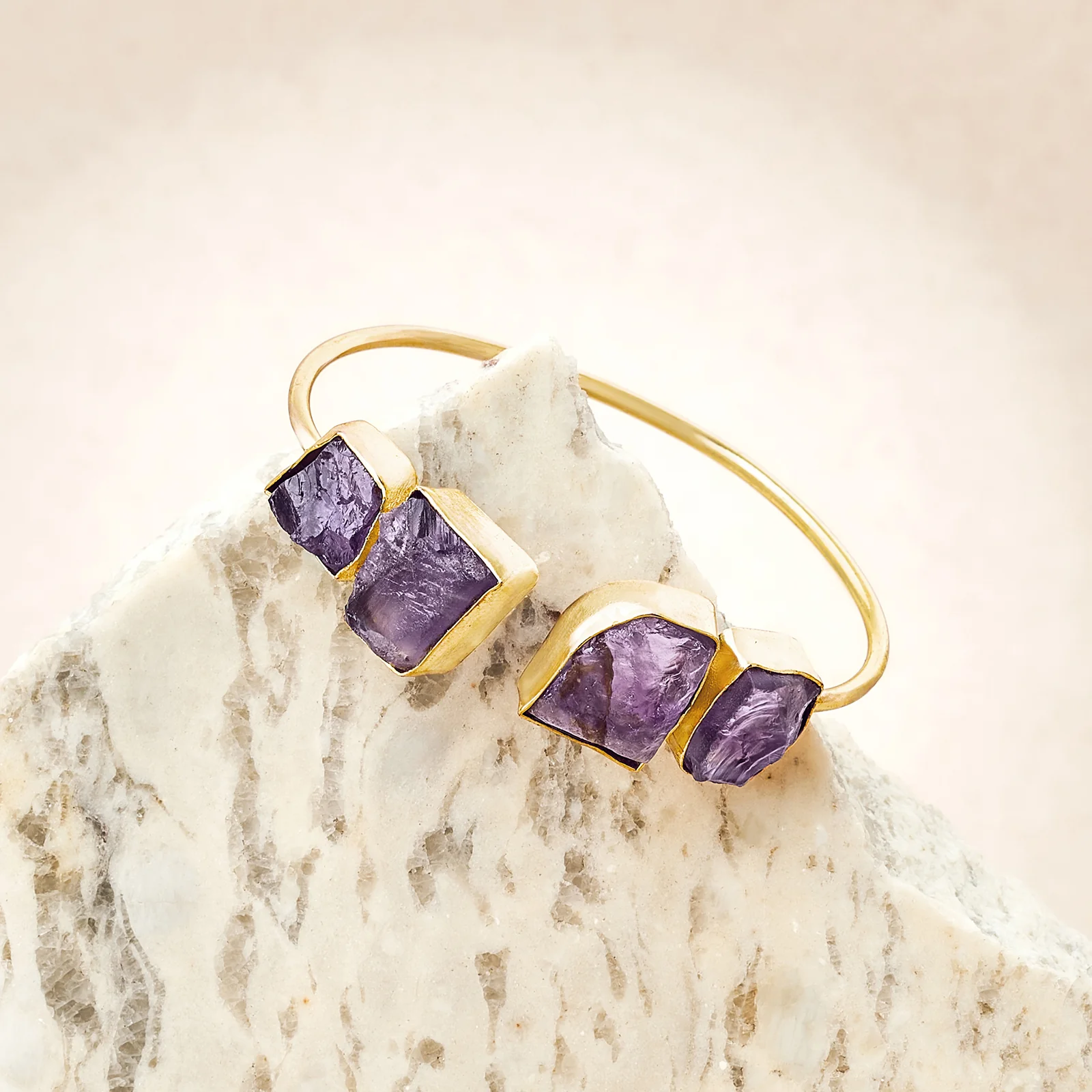 Soléa Purple Natural Stone Cuff Bracelet - Image 2