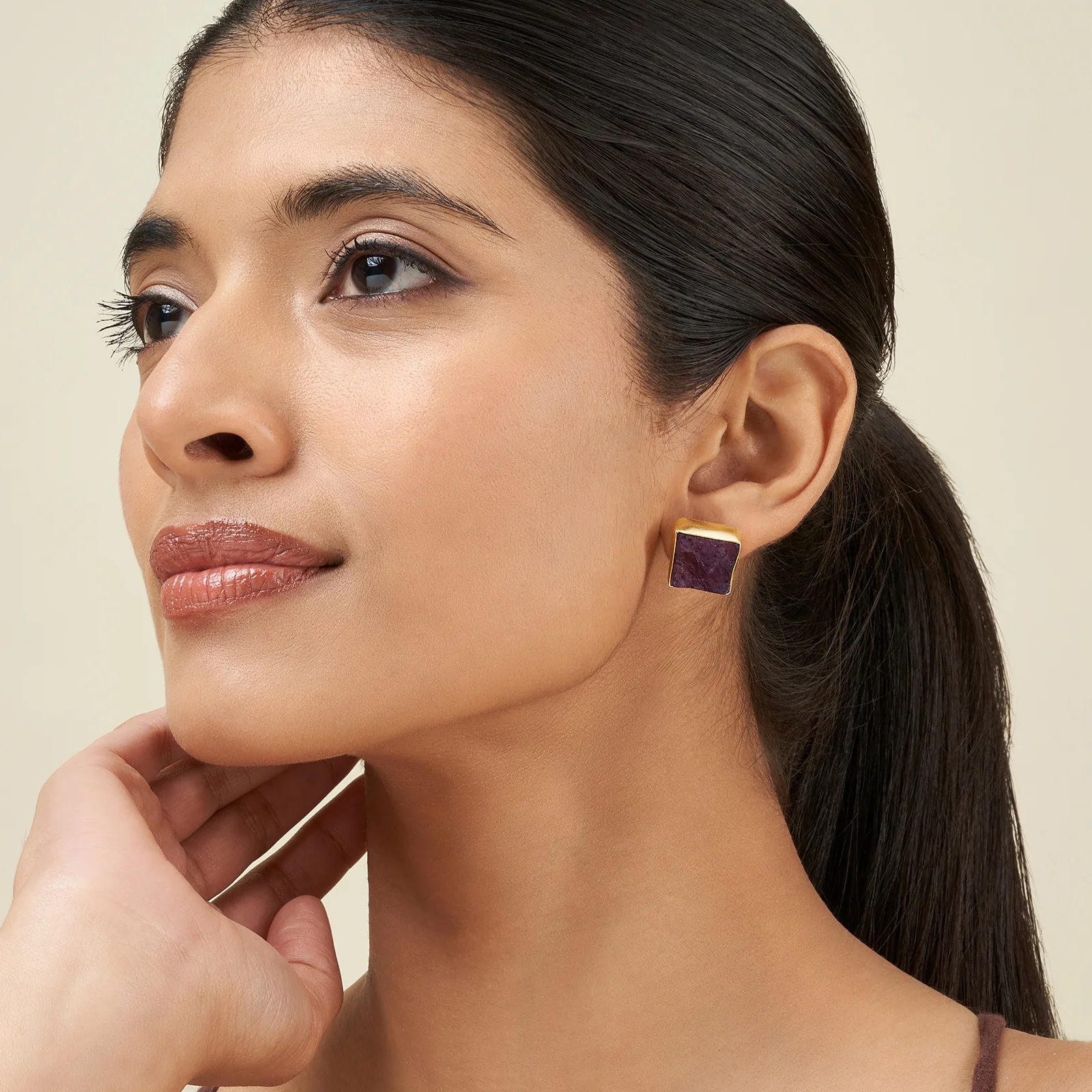 Soléa Purple Natural Stone Earrings - Image 2