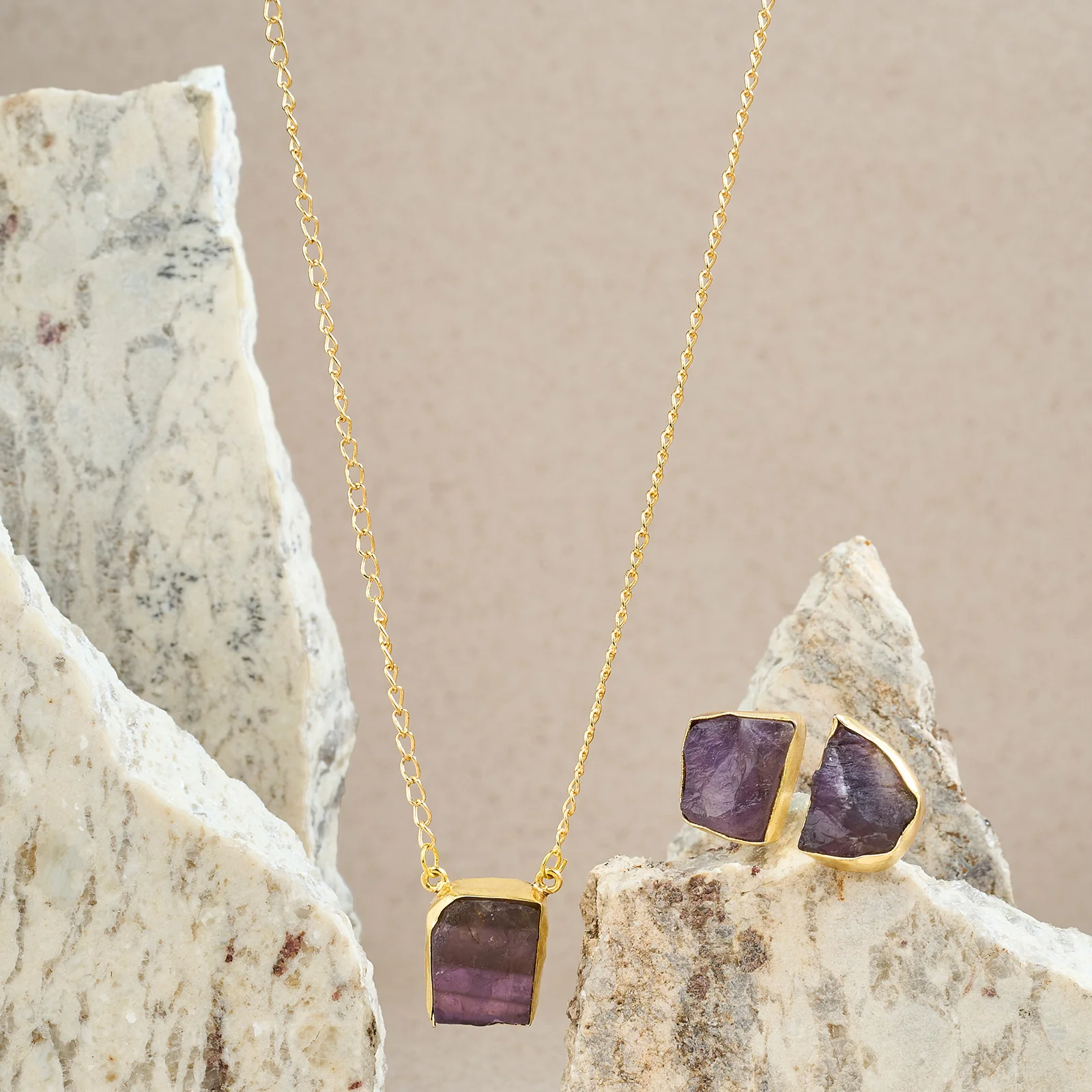 Soléa Purple Natural Stone Necklace Set - Image 2