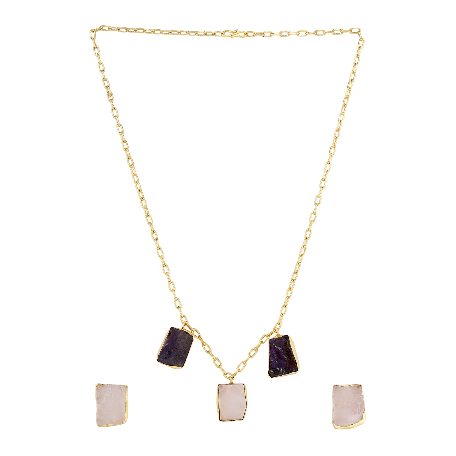 Soléa Purple & Pink Trio Natural Stone Necklace Set - Image 3