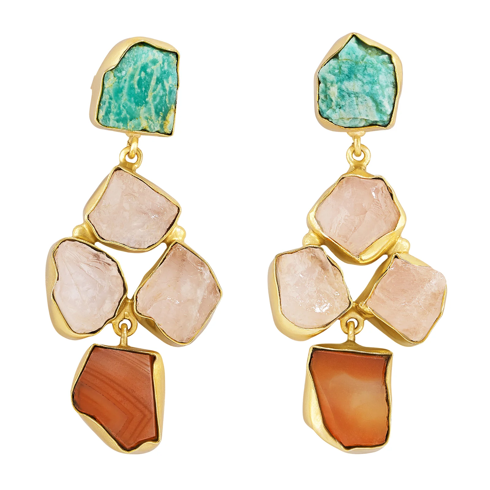 Soléa Turquoise Pink Orange Natural Stone Earrings - Image 3