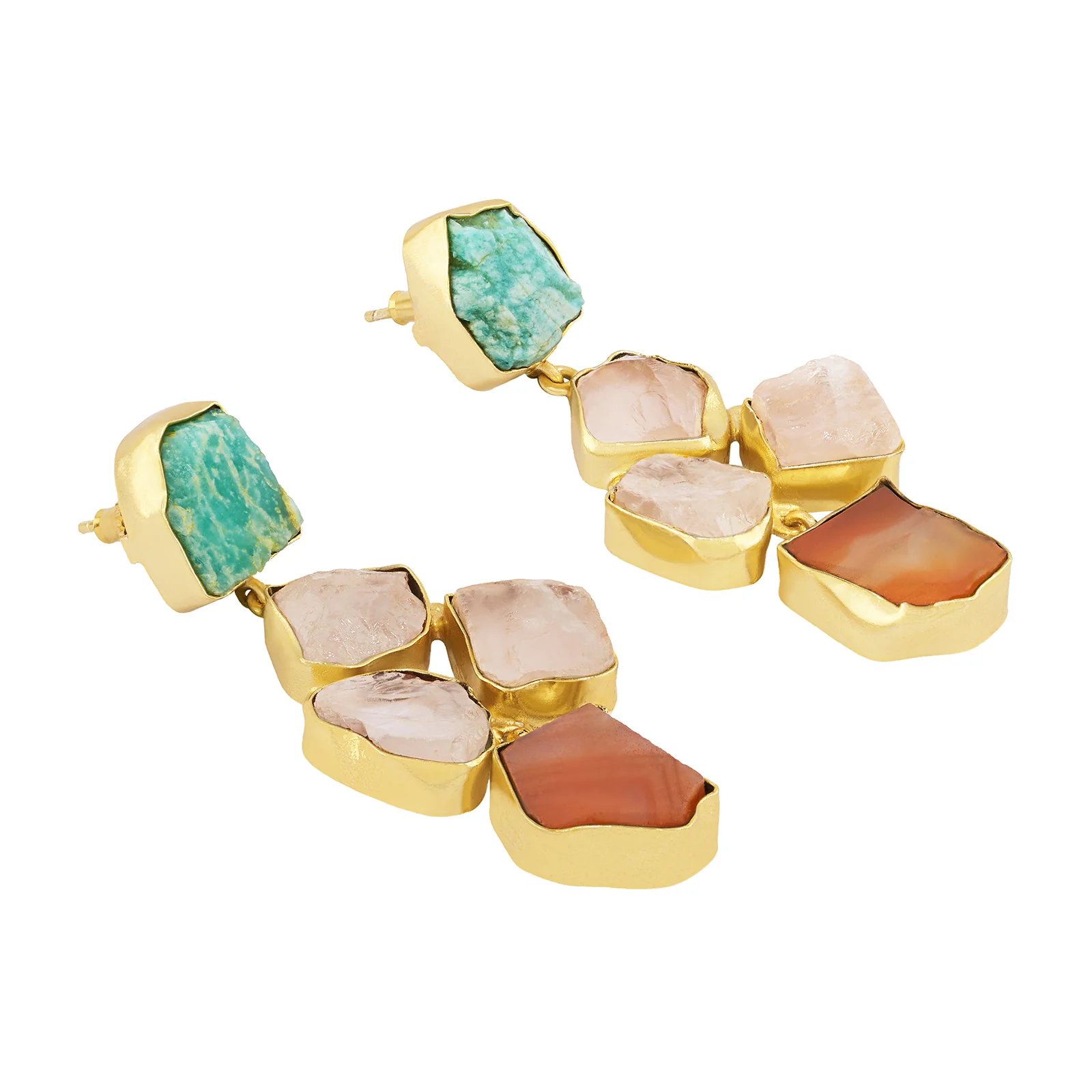 Soléa Turquoise Pink Orange Natural Stone Earrings - Image 4
