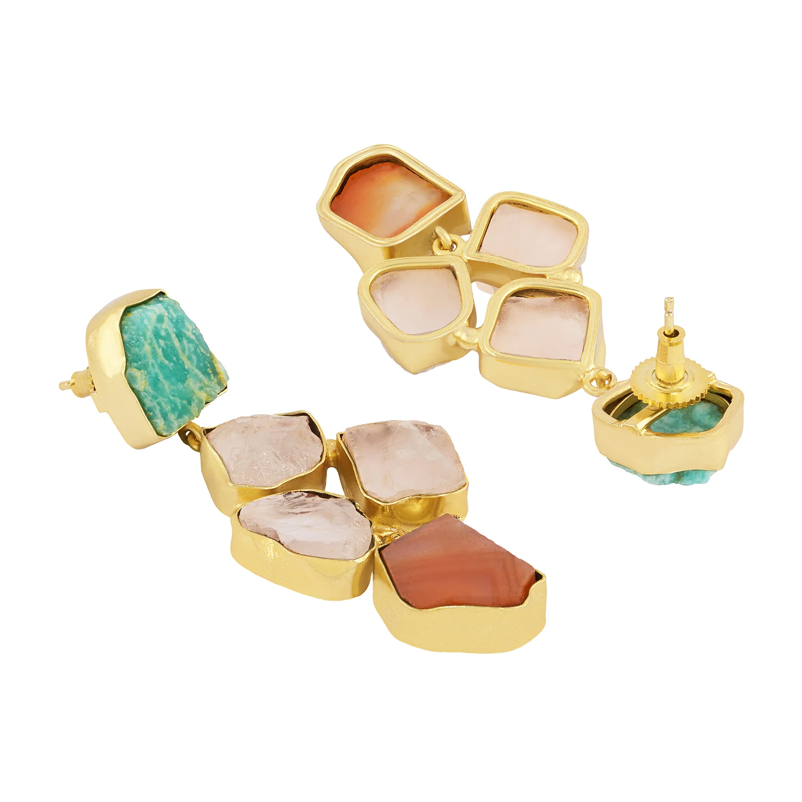Soléa Turquoise Pink Orange Natural Stone Earrings - Image 5