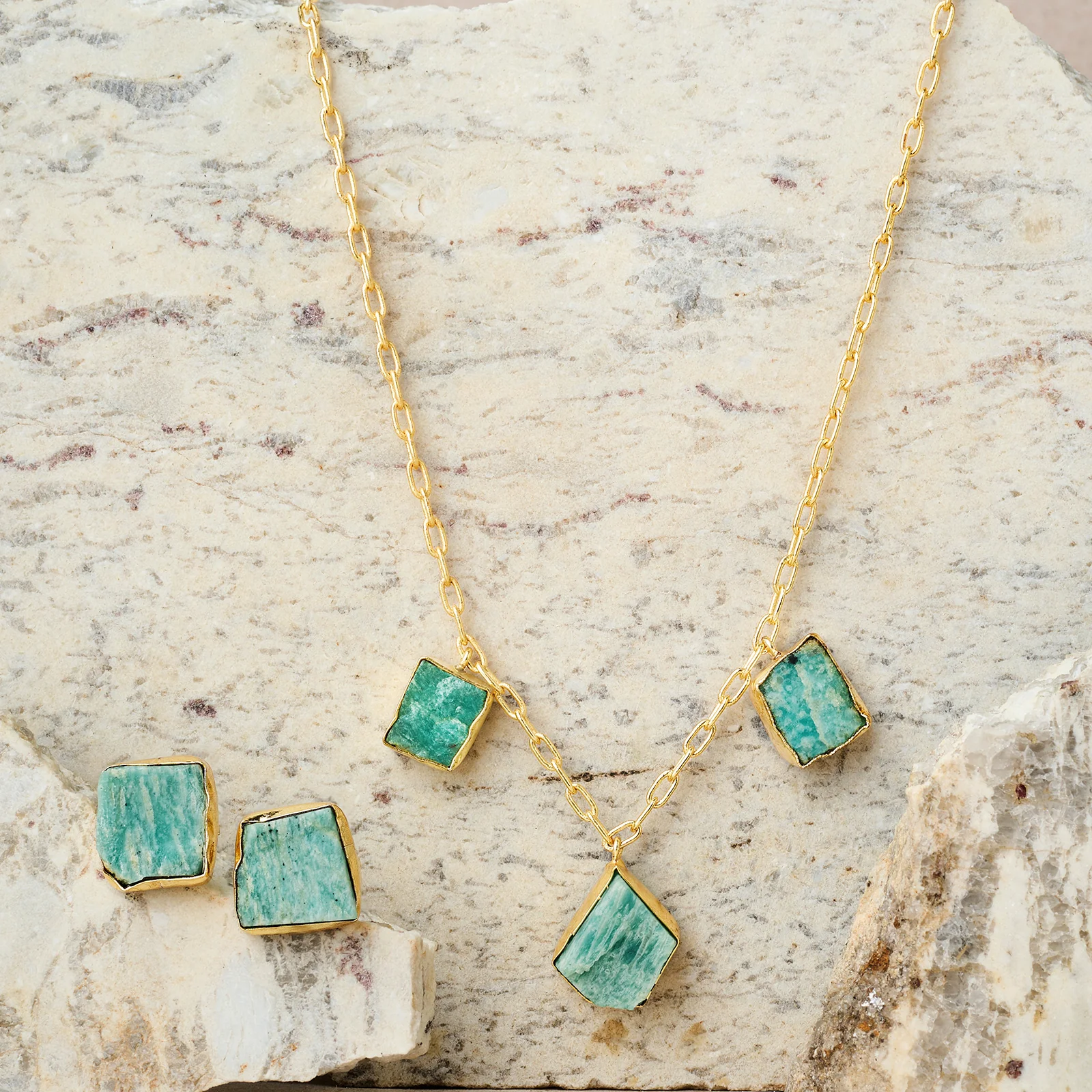 Soléa Turquoise Trio Natural Stone Necklace Set - Image 2