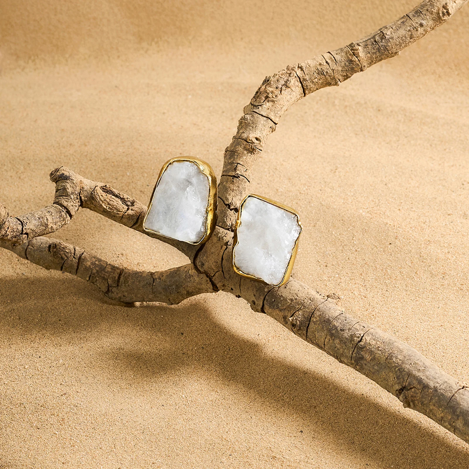 Soléa White Natural Stone Earrings - Image 2