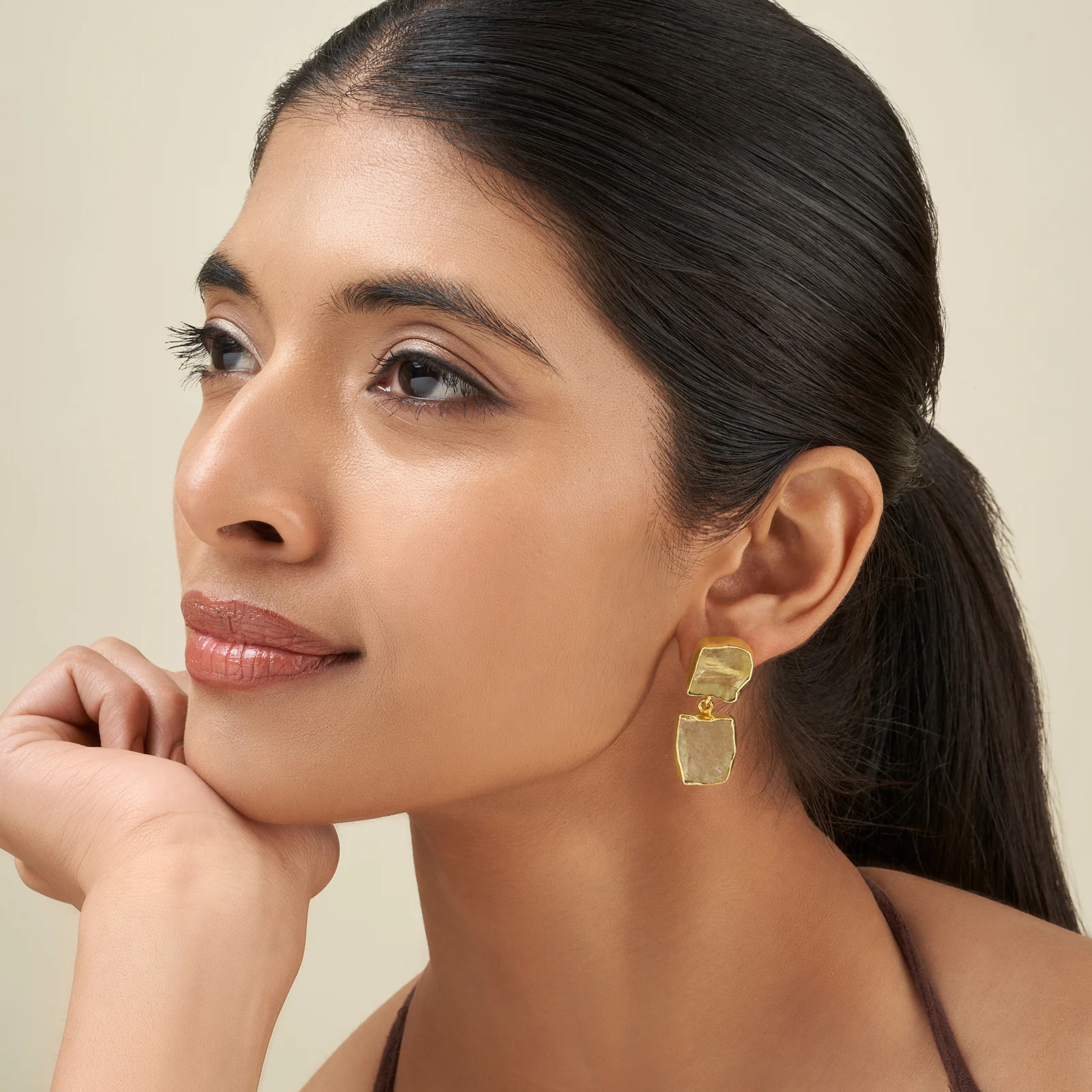 Soléa Yellow Natural Stone Danglers - Image 2