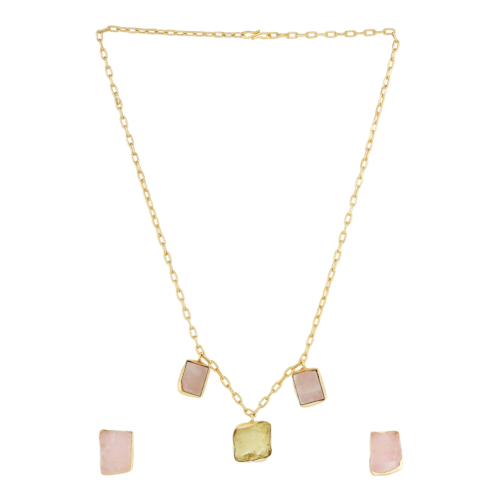 Soléa Yellow & Pink Trio Natural Stone Necklace Set - Image 3