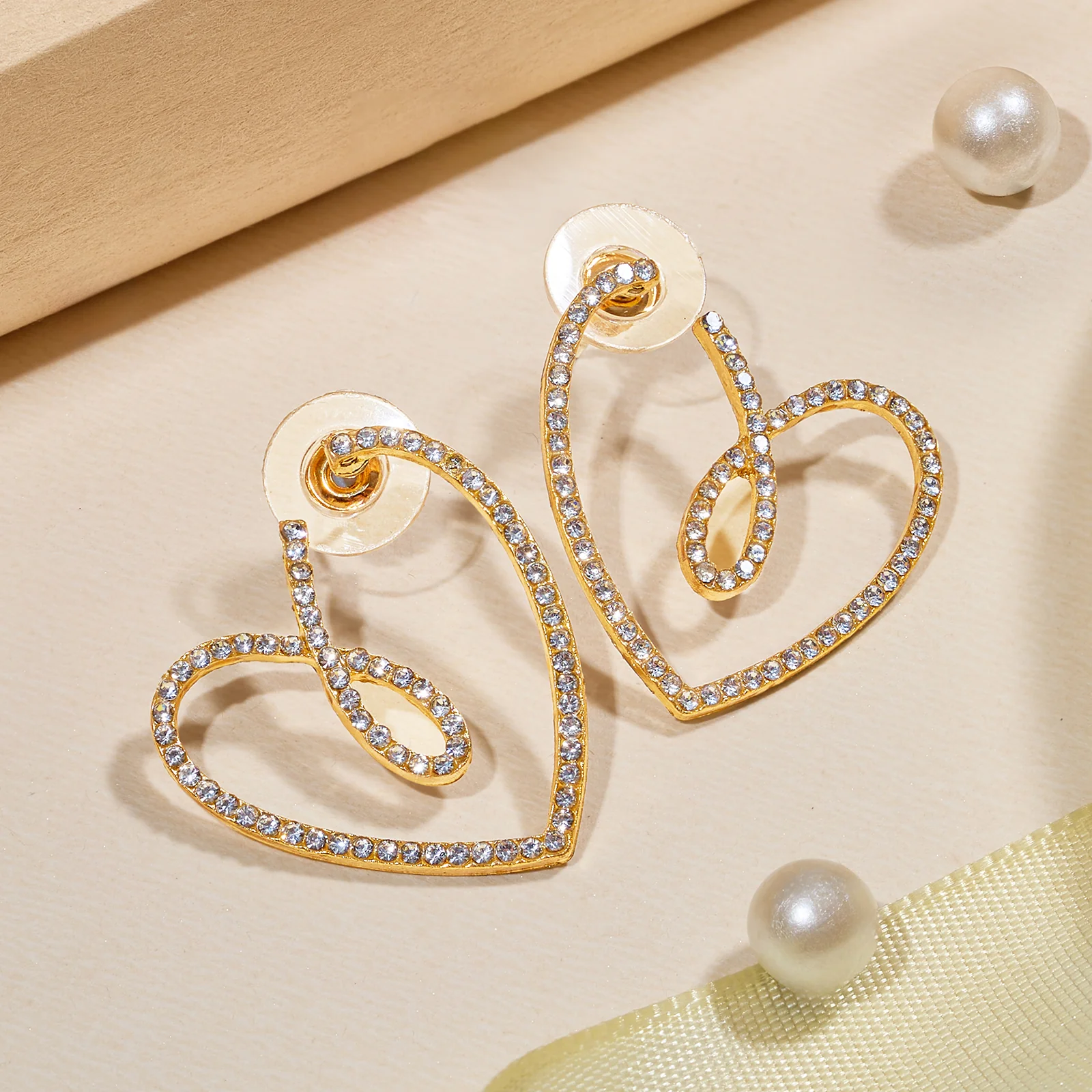 Soliso Heart Gold Bling Earrings - Image 2