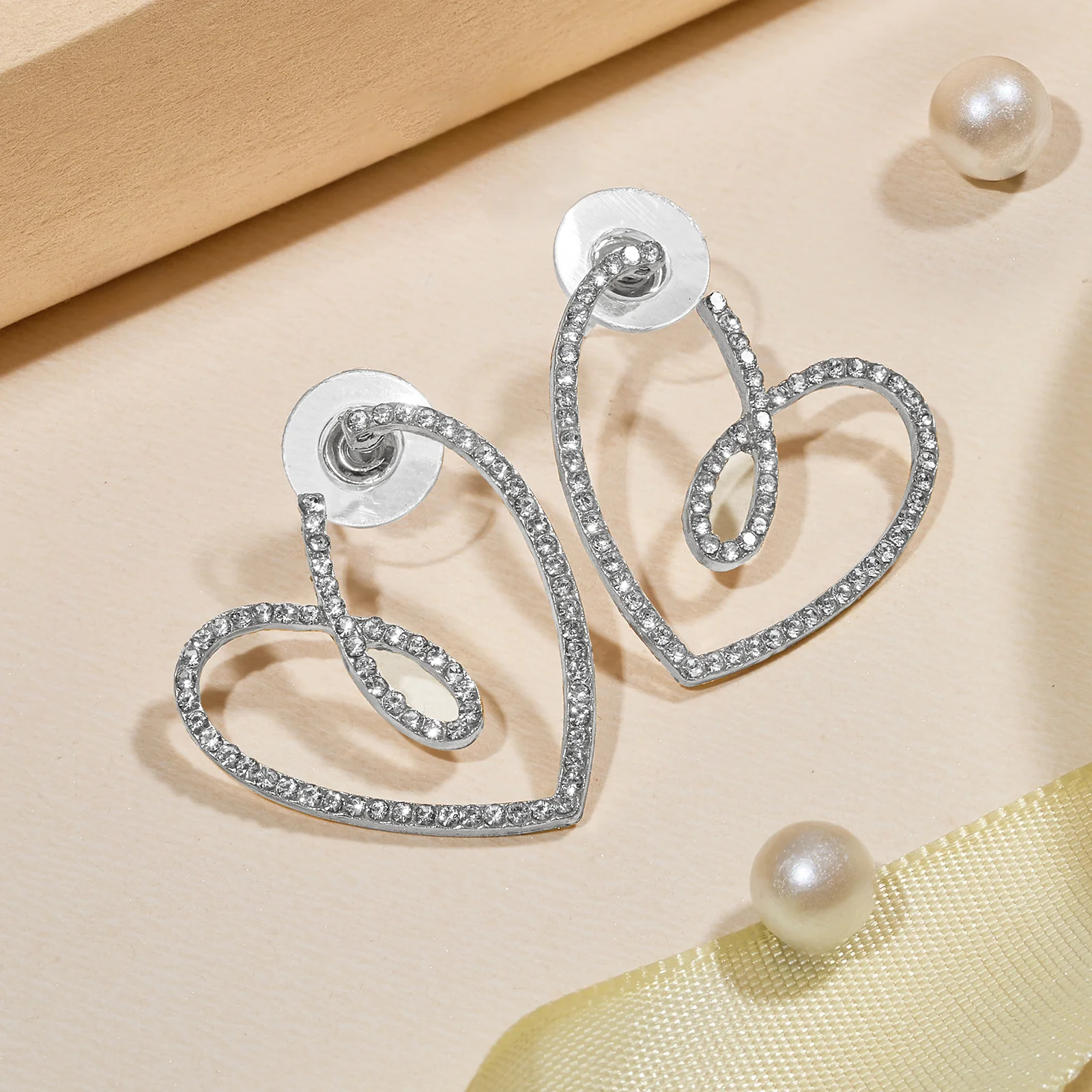 Soliso Heart Silver Bling Earrings - Image 2