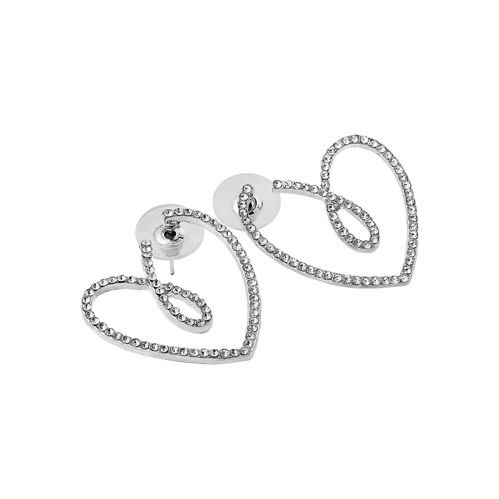 Soliso Heart Silver Bling Earrings - Image 4