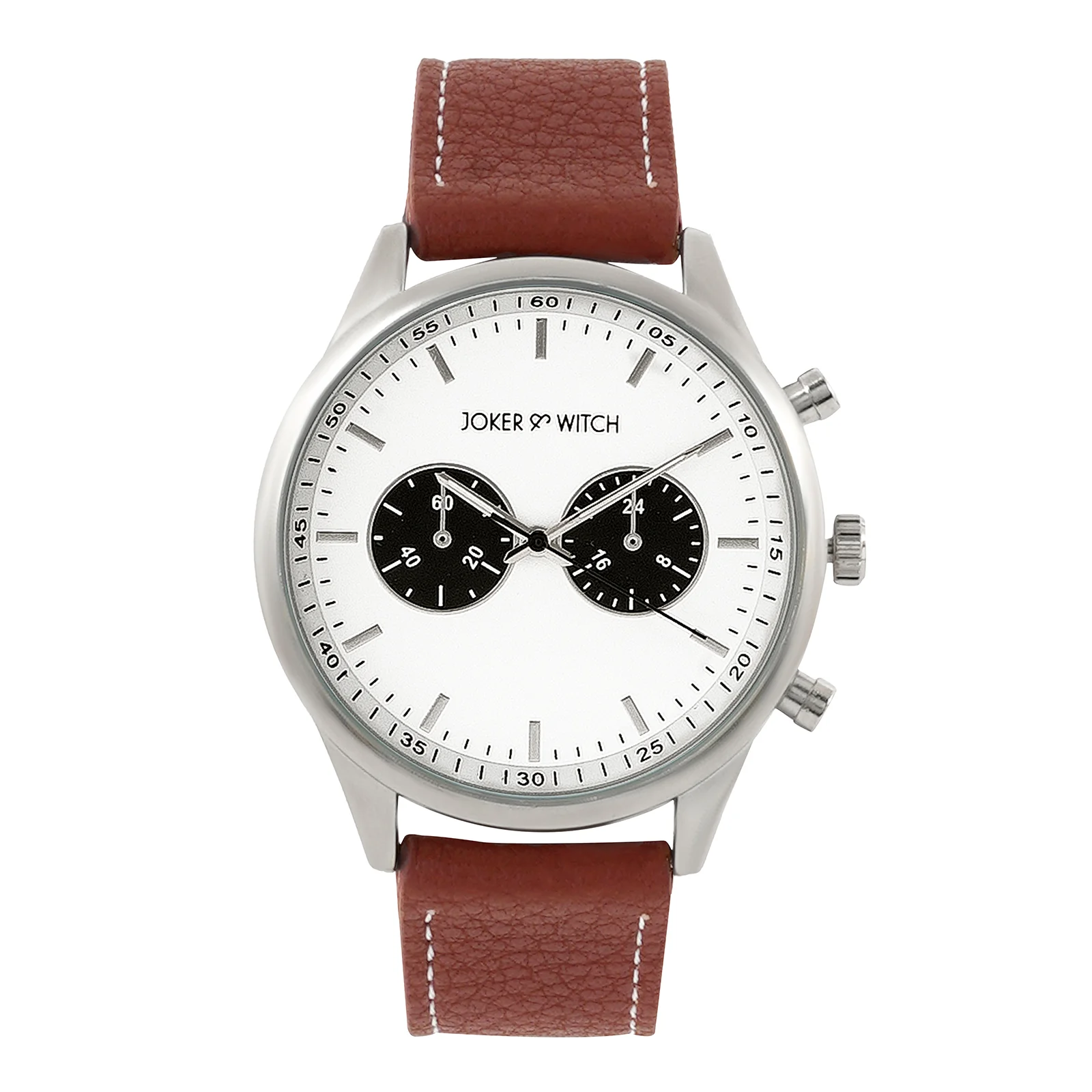 Spectra White Large Dial Brown PU Strap Men's Watch - Image 3