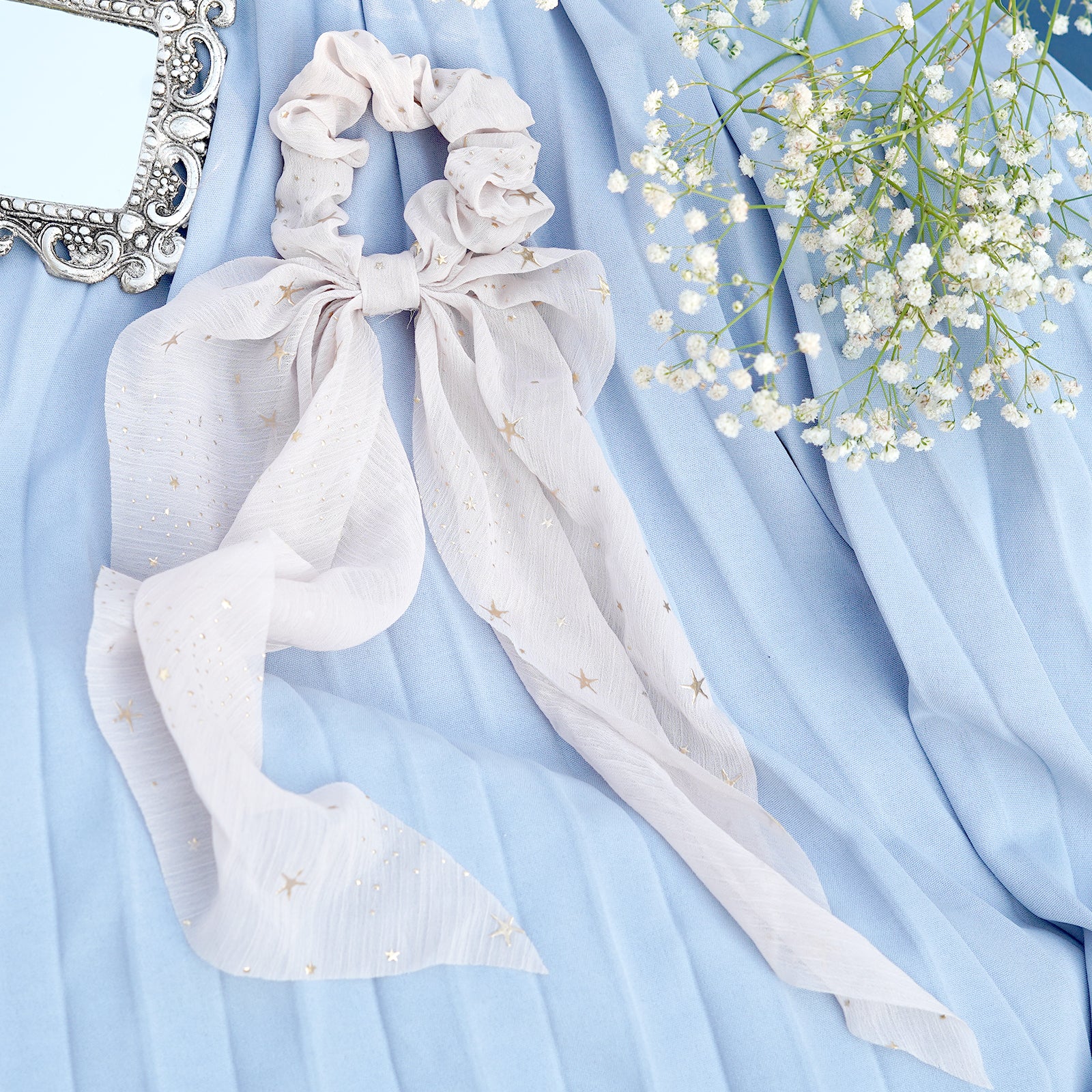 Stardust White Scarf Detail Scrunchie