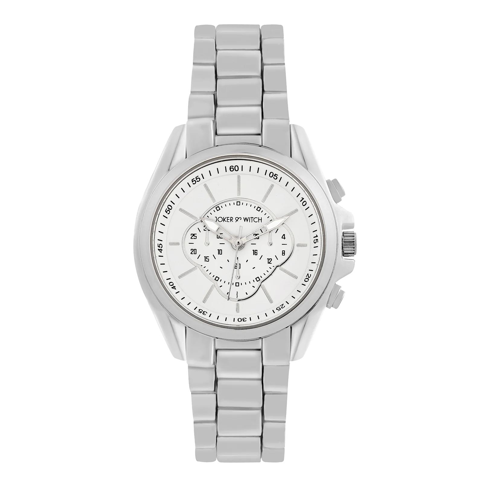 Stellar White Large Dial Silver Linked Chain Strap Women's Watch - Image 3