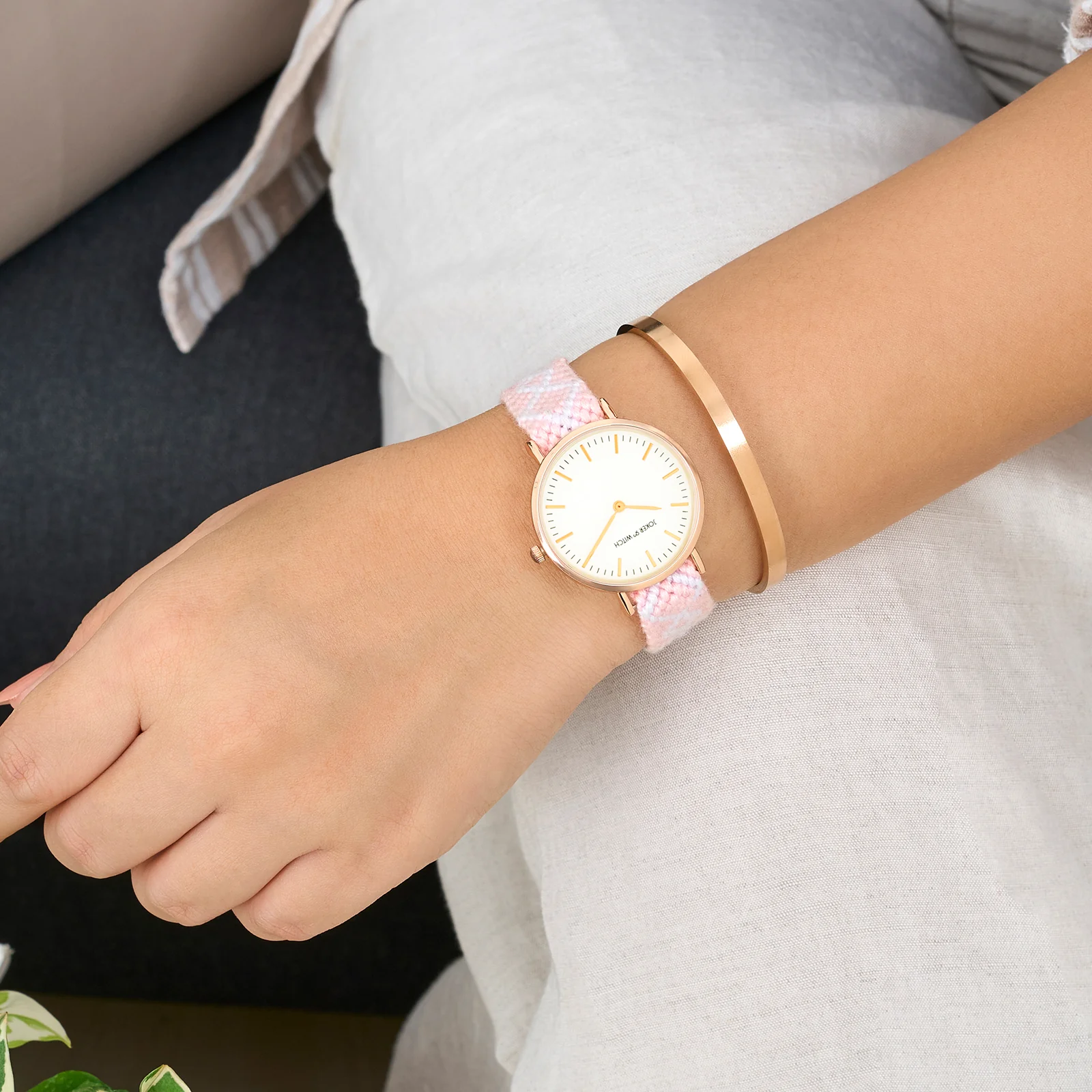 Strawberry Swirl Watch Bracelet Stack