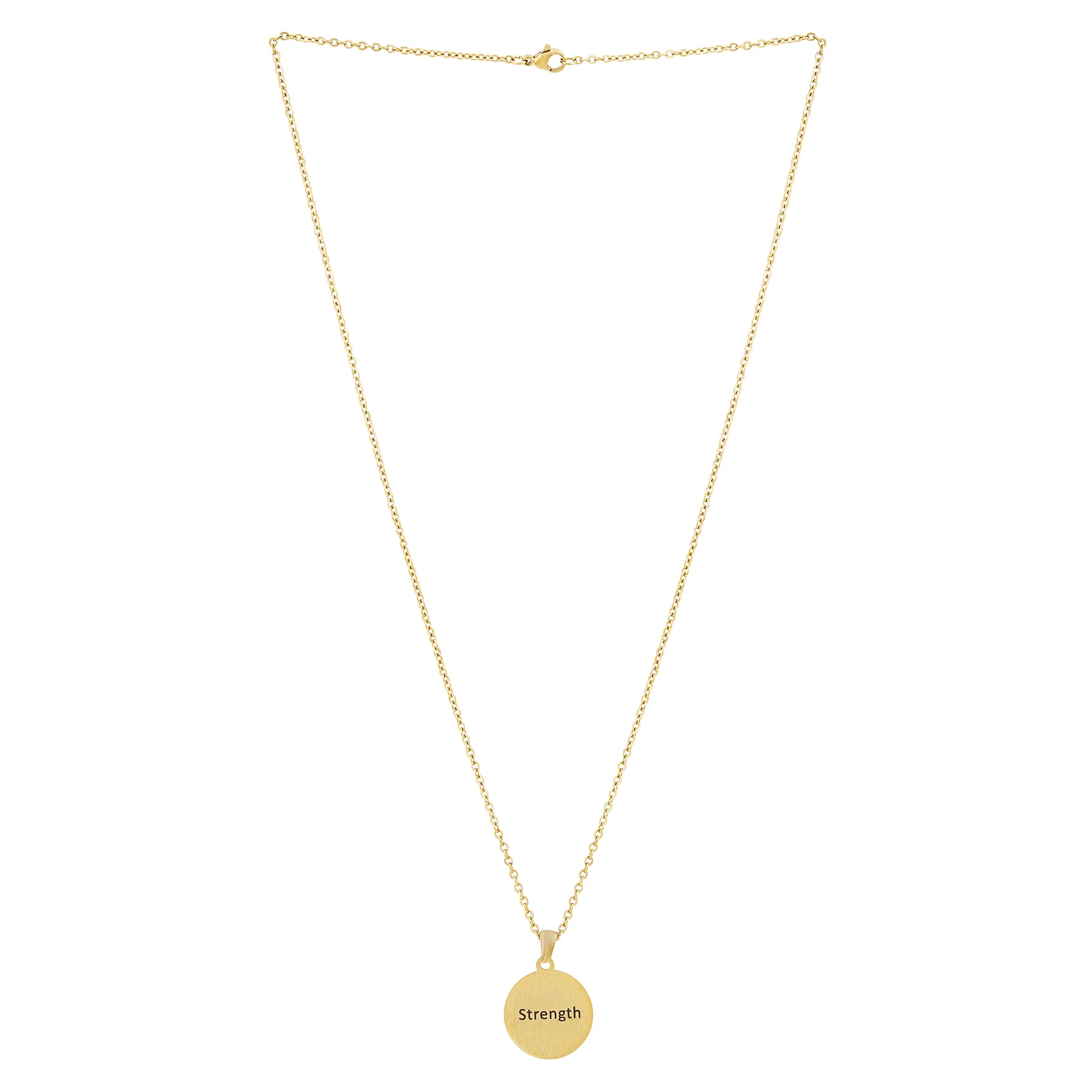 Strength Gold Women's Round Mantra Necklace - Image 3