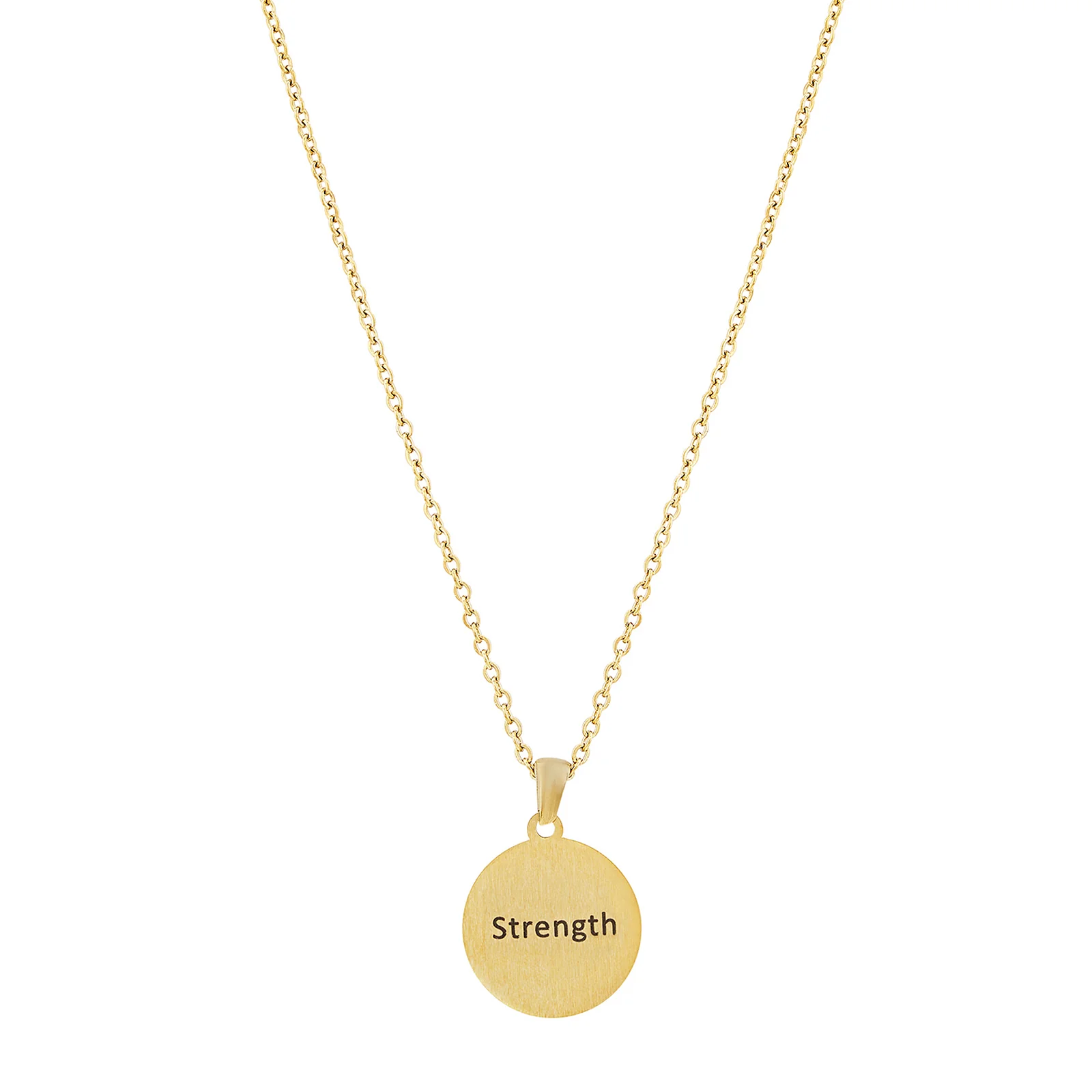 Strength Gold Women's Round Mantra Necklace - Image 5