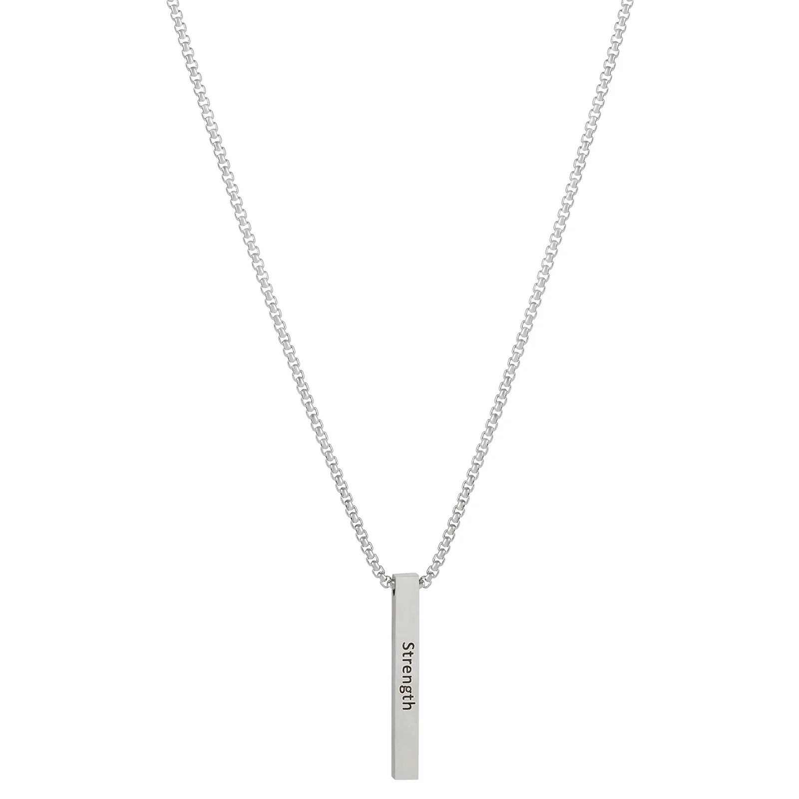 Strength Silver Men's Bar Mantra Necklace - Image 5