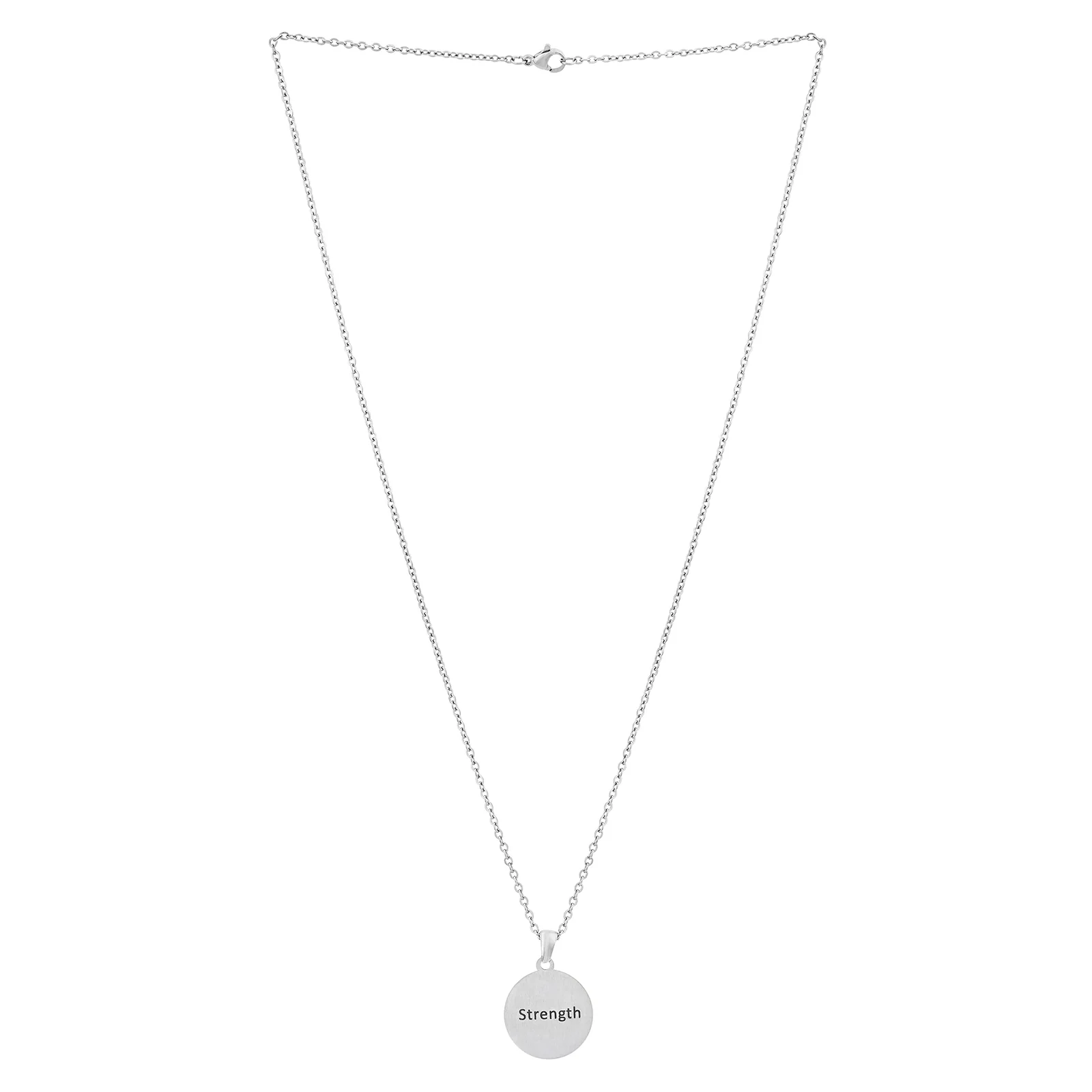 Strength Silver Women's Round Mantra Necklace - Image 3