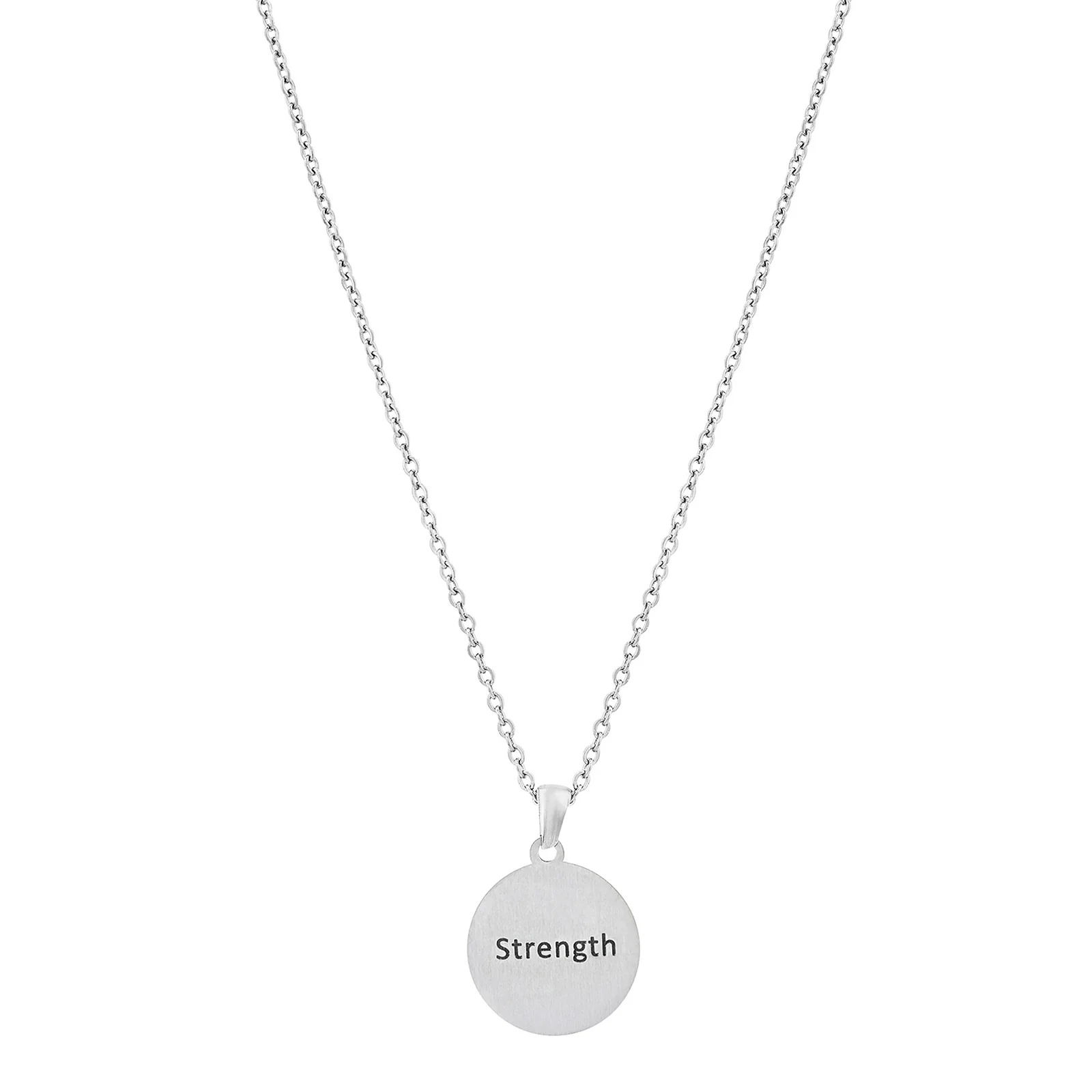 Strength Silver Women's Round Mantra Necklace - Image 5