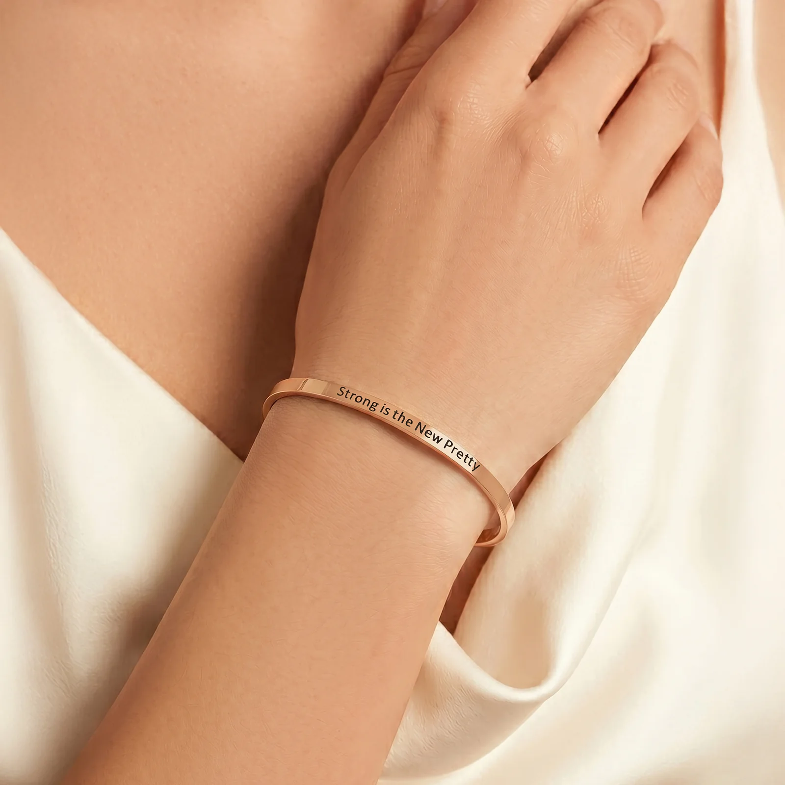 Strong is the New Pretty Rose Gold Mantra Band - Image 2