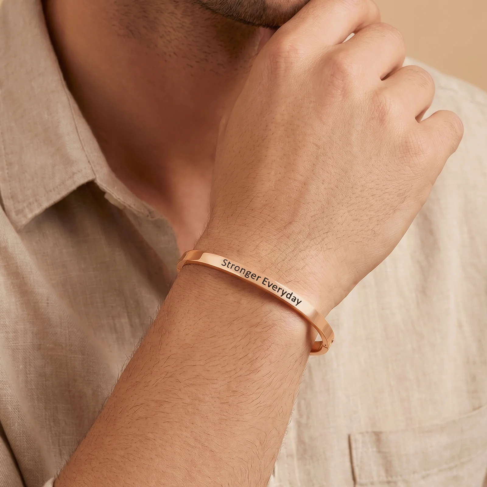 Stronger Everyday Rose Gold Mantra Band - Image 3