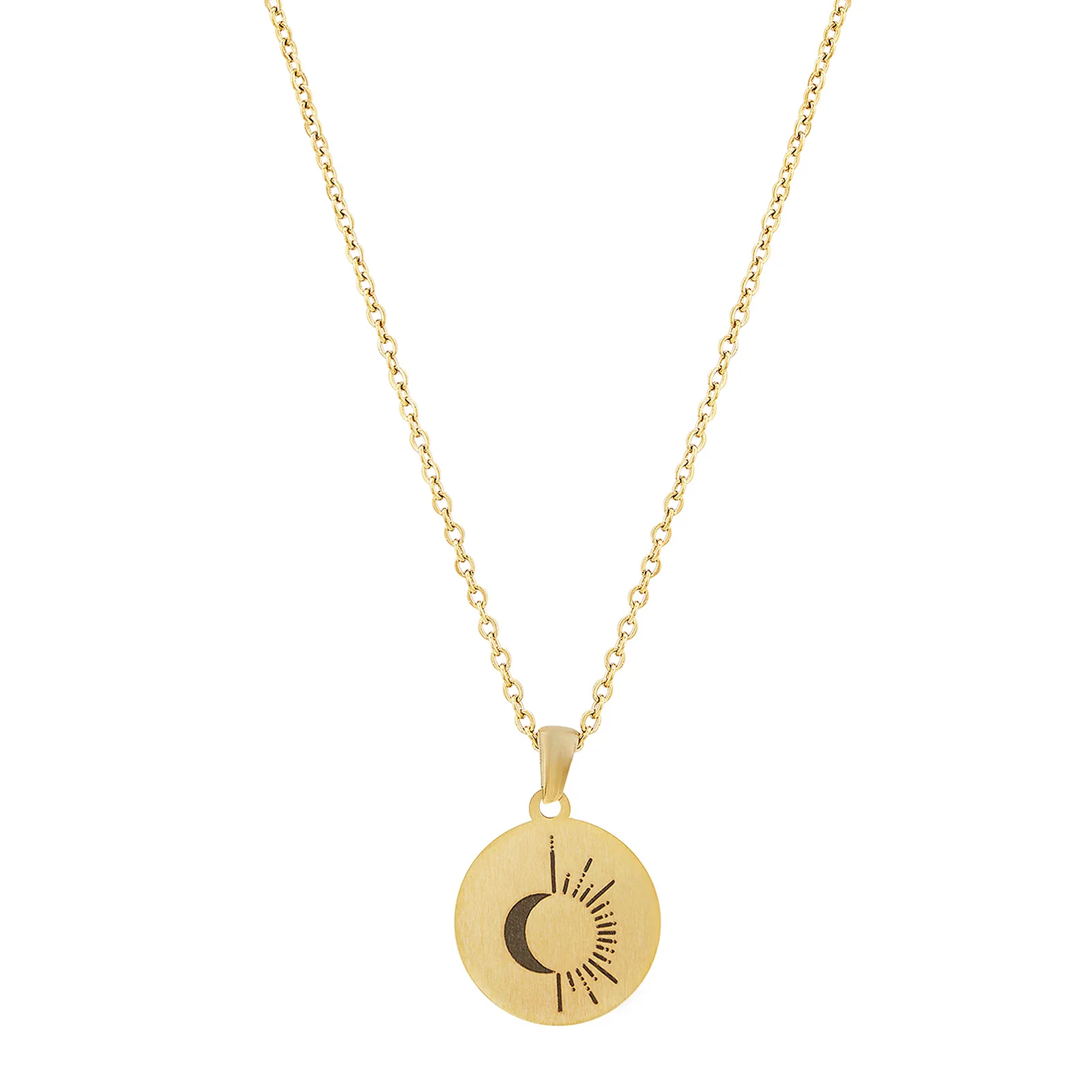 Sun & Moon Gold Women's Round Mantra Necklace - Image 5