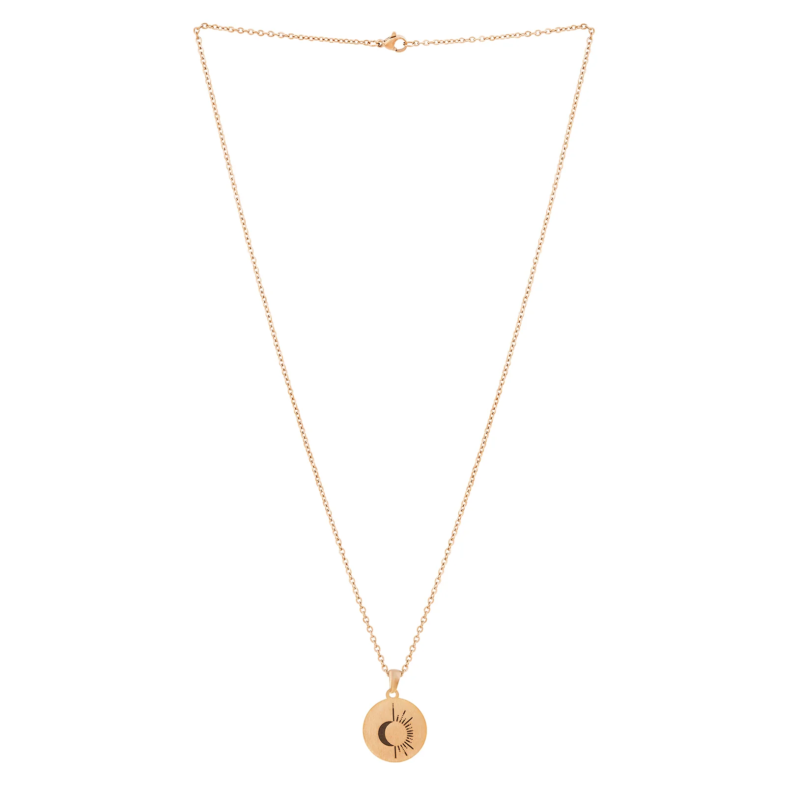 Sun & Moon Rose Gold Women's Round Mantra Necklace - Image 3