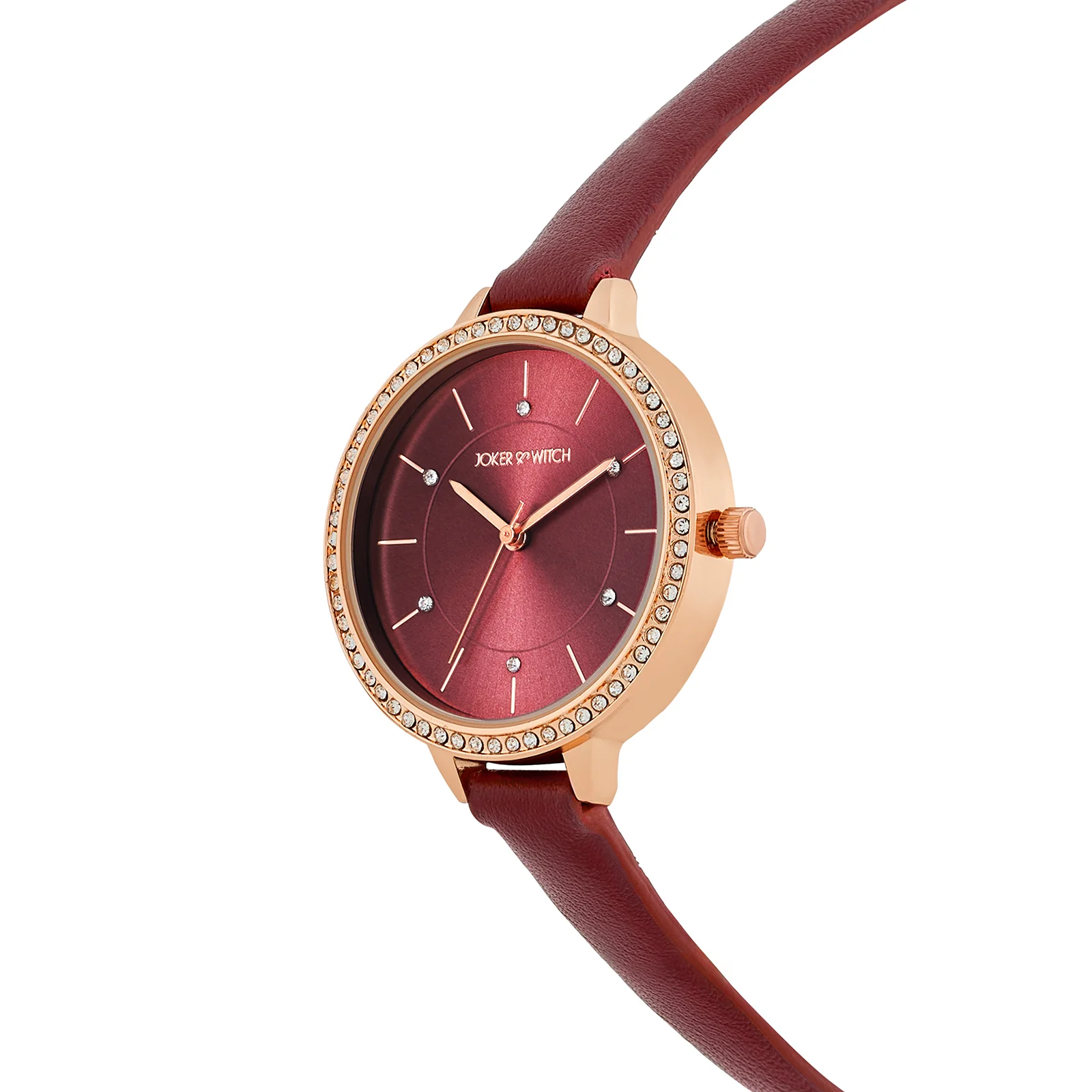 Sunrise Maroon Medium Rhinestone Dial PU Strap Women's Watch - Image 4