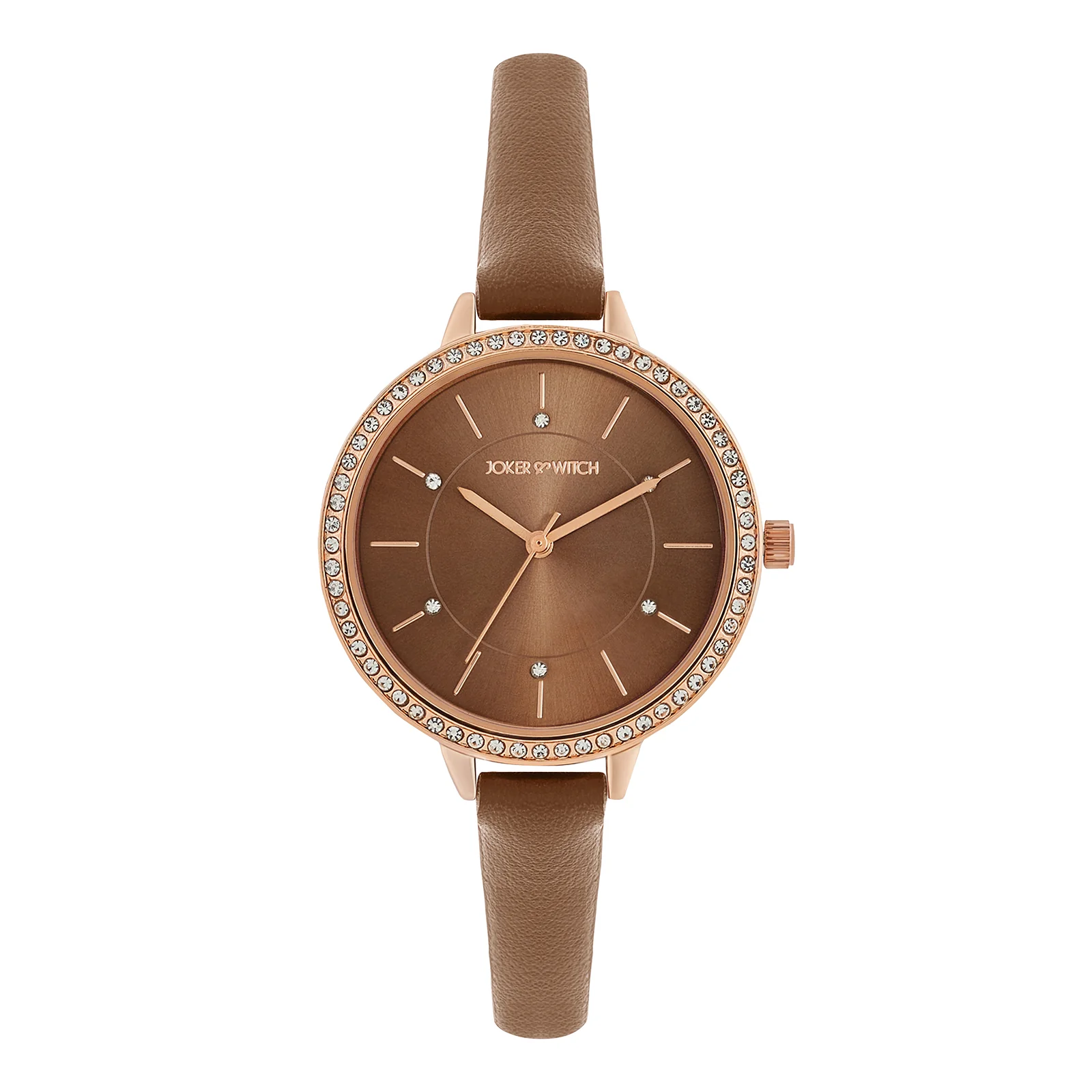 Sunrise Mocha Medium Rhinestone Dial PU Strap Women's Watch - Image 3