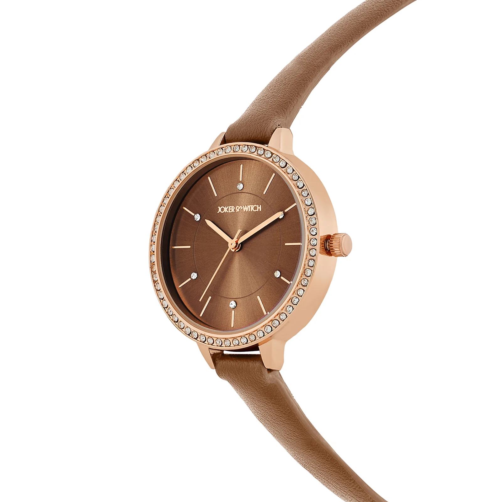 Sunrise Mocha Medium Rhinestone Dial PU Strap Women's Watch - Image 4