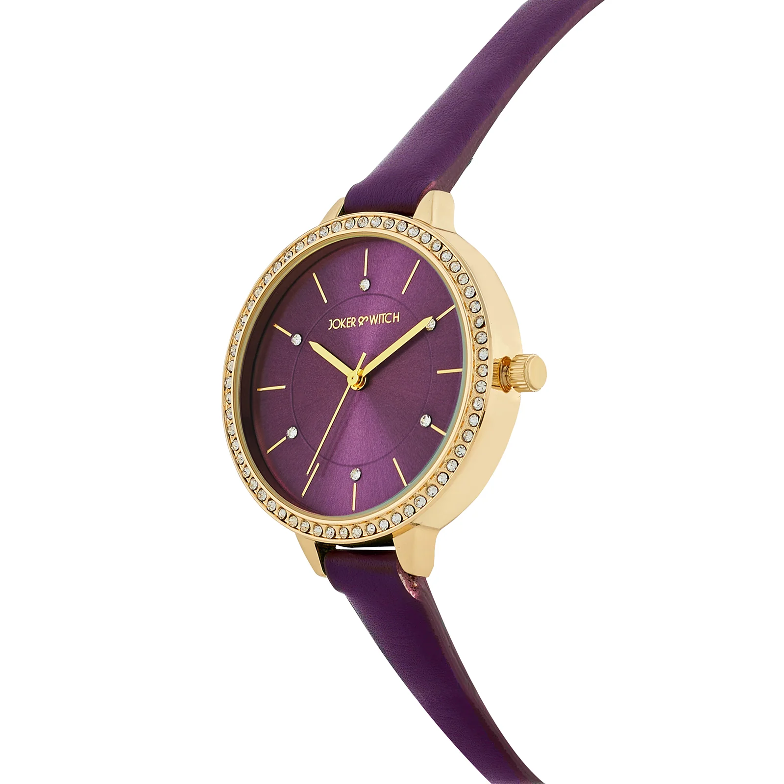 Sunrise Purple Medium Rhinestone Dial PU Strap Women's Watch - Image 4